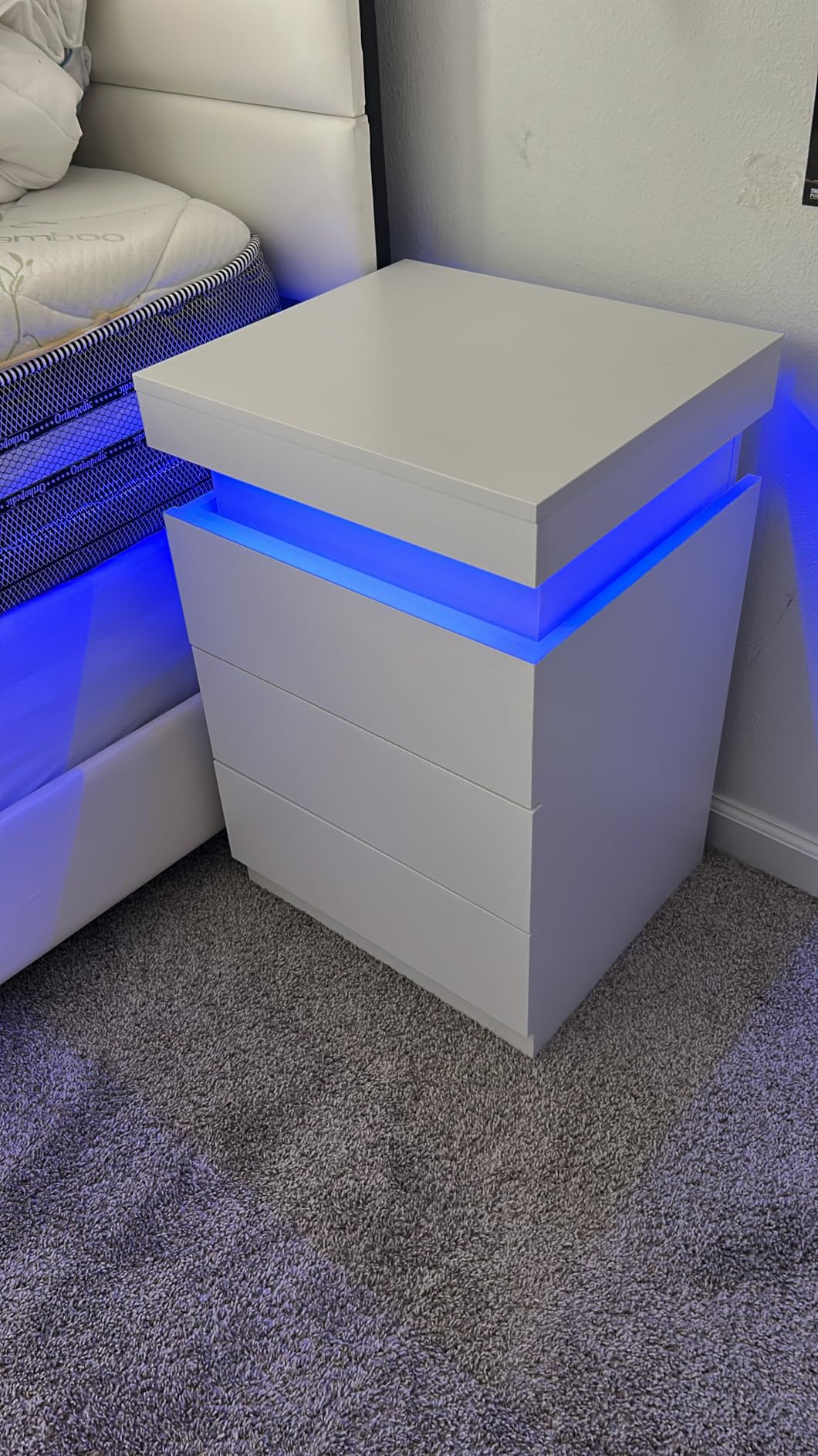 ADORNEVE Black Nightstand with Charging Station and LED Lights customer photo 2