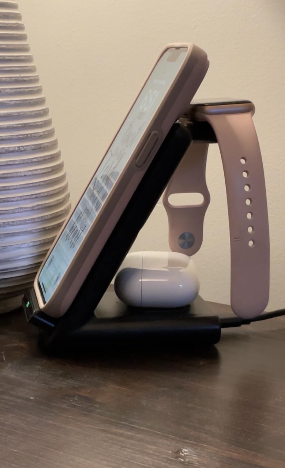 Wireless Charging Station, 3 in 1 Charging Stand for Apple Multiple Devices | Fast Wireless Charger for Apple Watch Ultra 11 10 9 8 7 6 SE 5 4 3, for iPhone 17/Air/16/15/14/13/12, for AirPods Pro (Black) customer photo 2