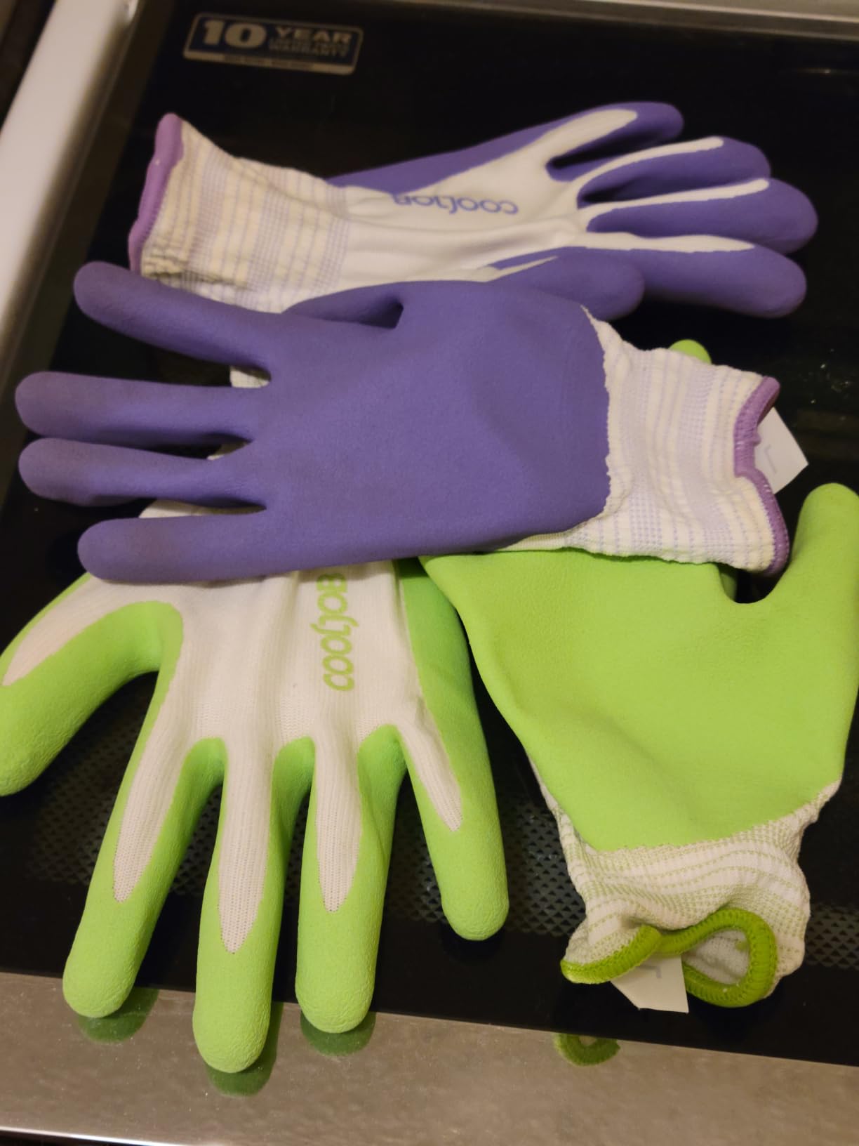 COOLJOB Colorful Gardening Gloves Best Gift for Women Ladies, 2 Pairs Breathable Rubber Coated Garden Gloves, Outdoor Protective Work Gloves, Varied Colors, Size Medium, 2 Pairs M customer photo 2