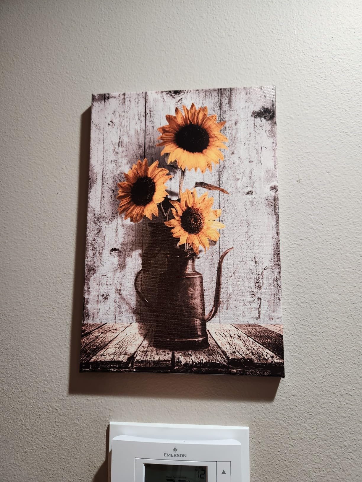 Rustic Sunflower Canvas Wall Art: Vintage Flower Picture Print Farmhouse Wall Decor - Floral Pot Decorative Poster Framed Artwork Decoration for Bedroom Home Office Ready to Hang 10