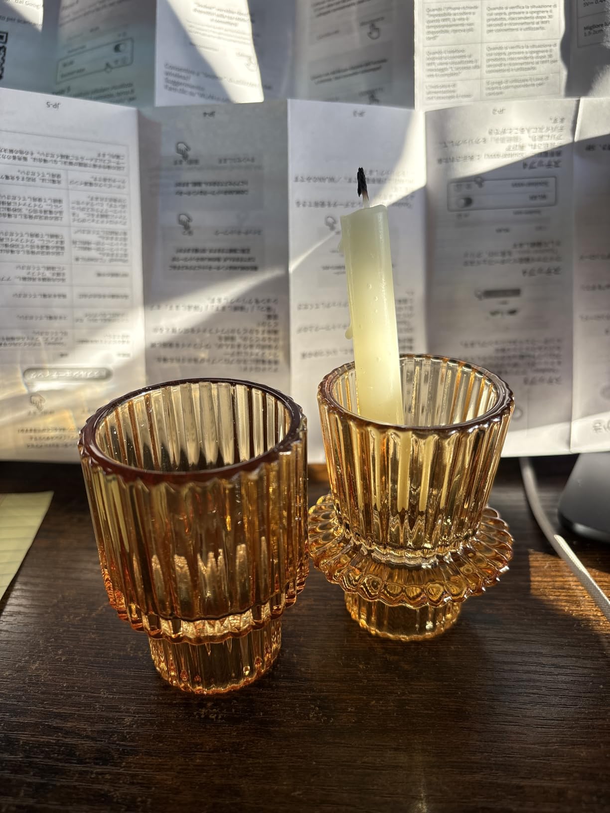 Vixdonos Taper Glass Candlestick Holders Tealight Candle Holders for Table Centerpieces, Wedding Decor and Dinner Party (3 Pcs, Green) customer photo 2