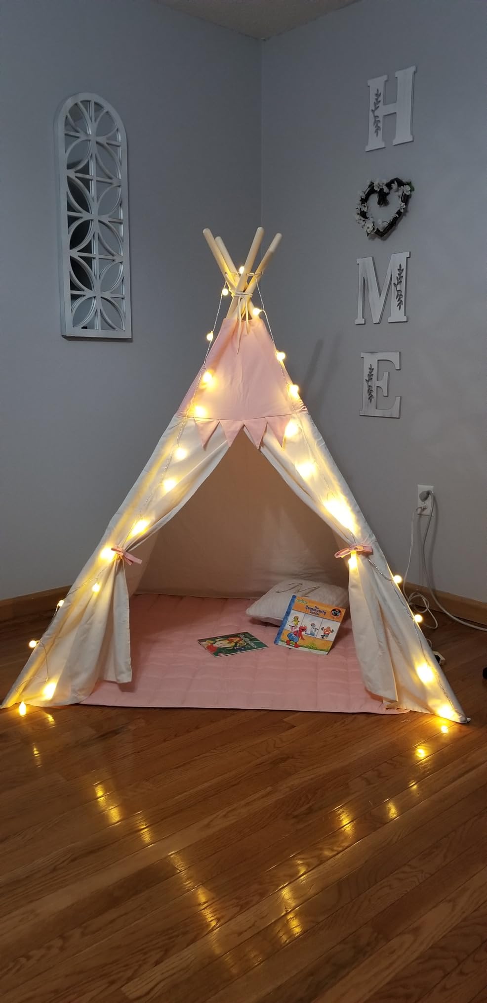 besrey Teepee Tent for Kids, Cotton Play Tent with LED Lights customer photo 1