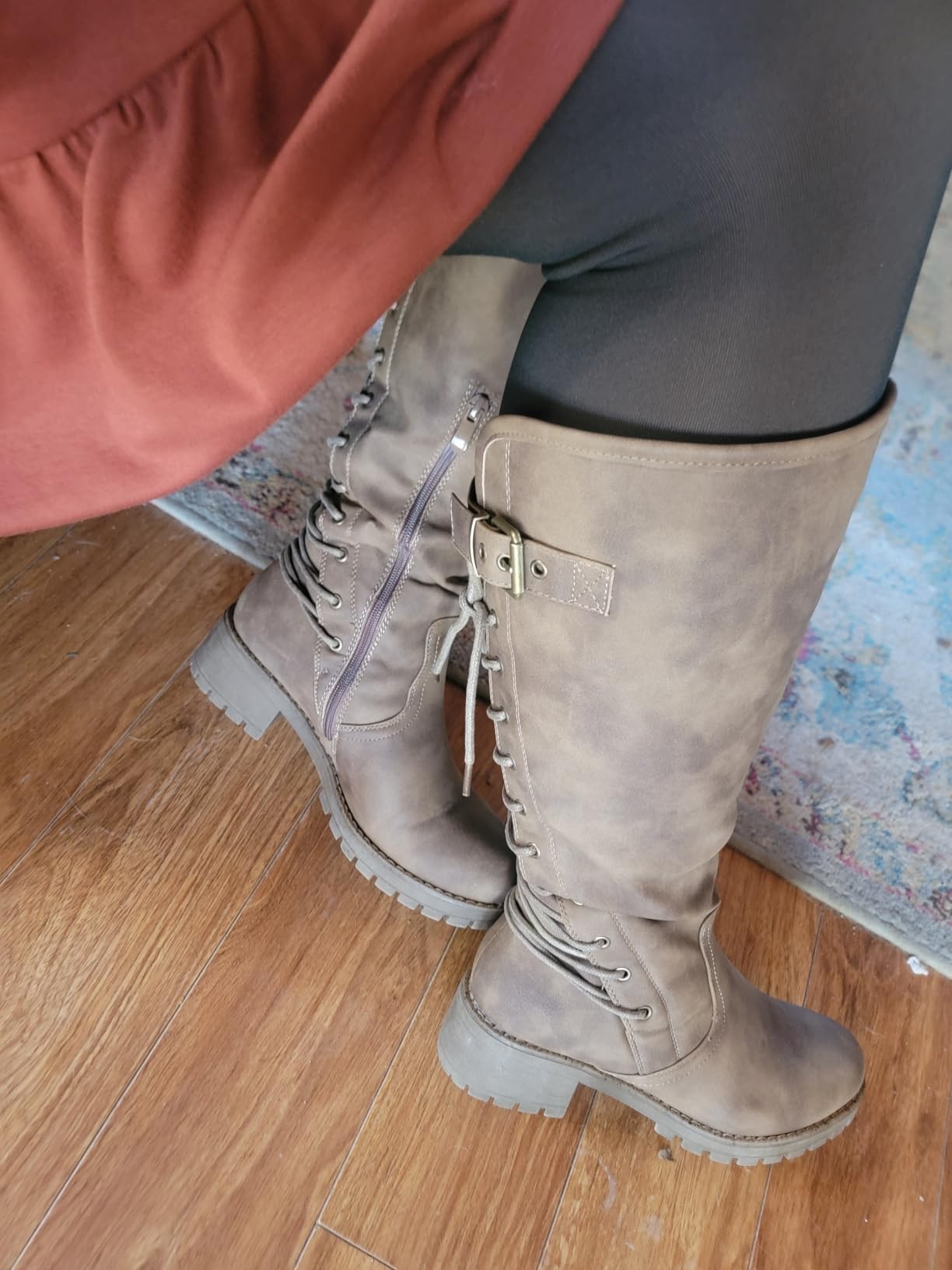 GLOBALWIN Women's Lace Up Back Knee High Fashion Boots customer photo 1