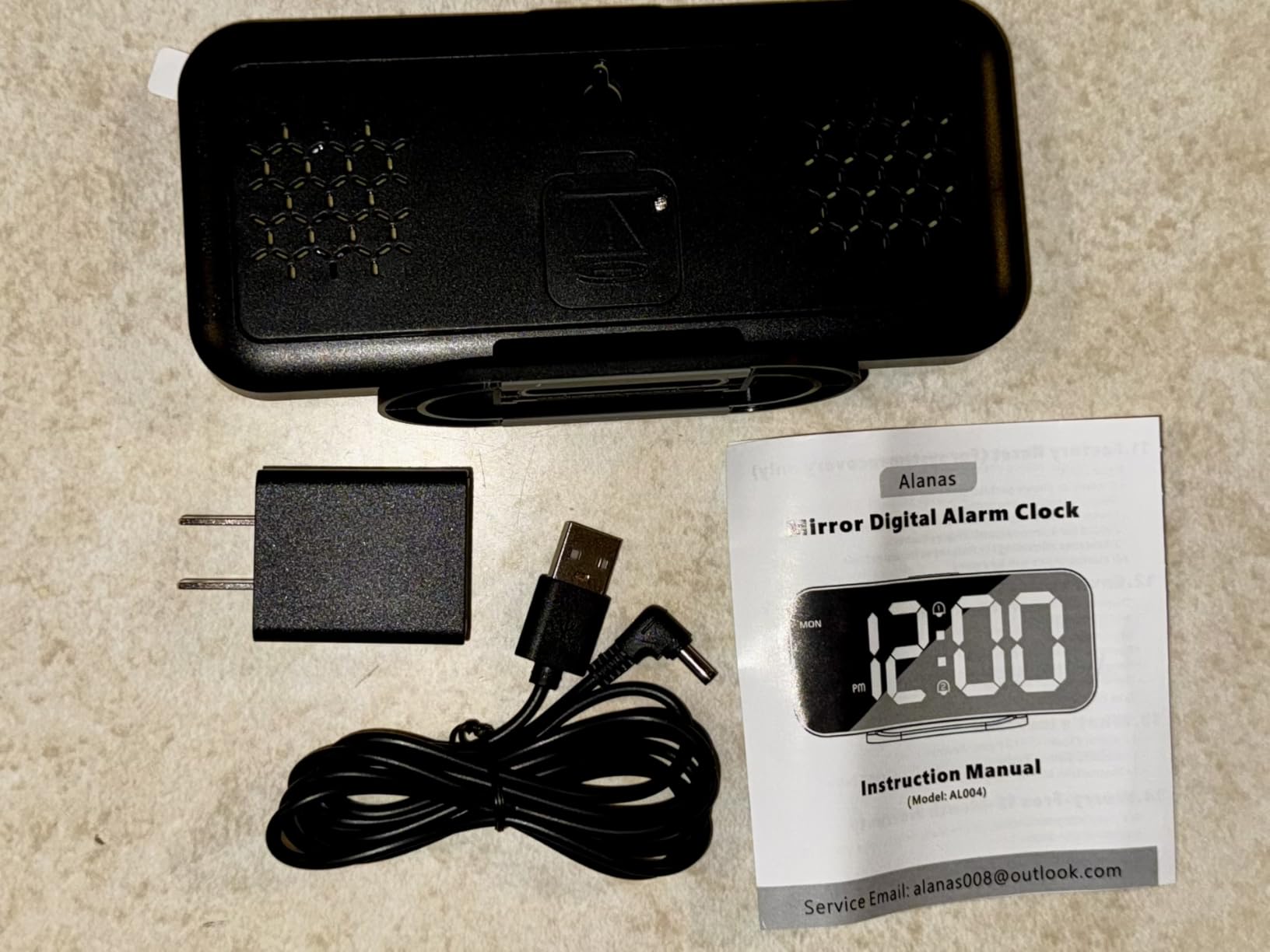 ALANAS Slim Digital Alarm Clock, Big Mirror Display with Dual USB Charger Ports, Dual Alarms, Snooze, 4-Level Adjustable Dimmer, for Bedroom, Office, Desk, Dorm, College Students, Home customer photo 2
