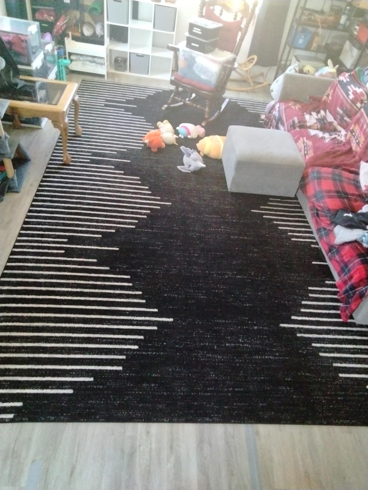 Rugshop Bohemian Stripe Stain Resistant Runner Rug Black 2' x 7' customer photo 2