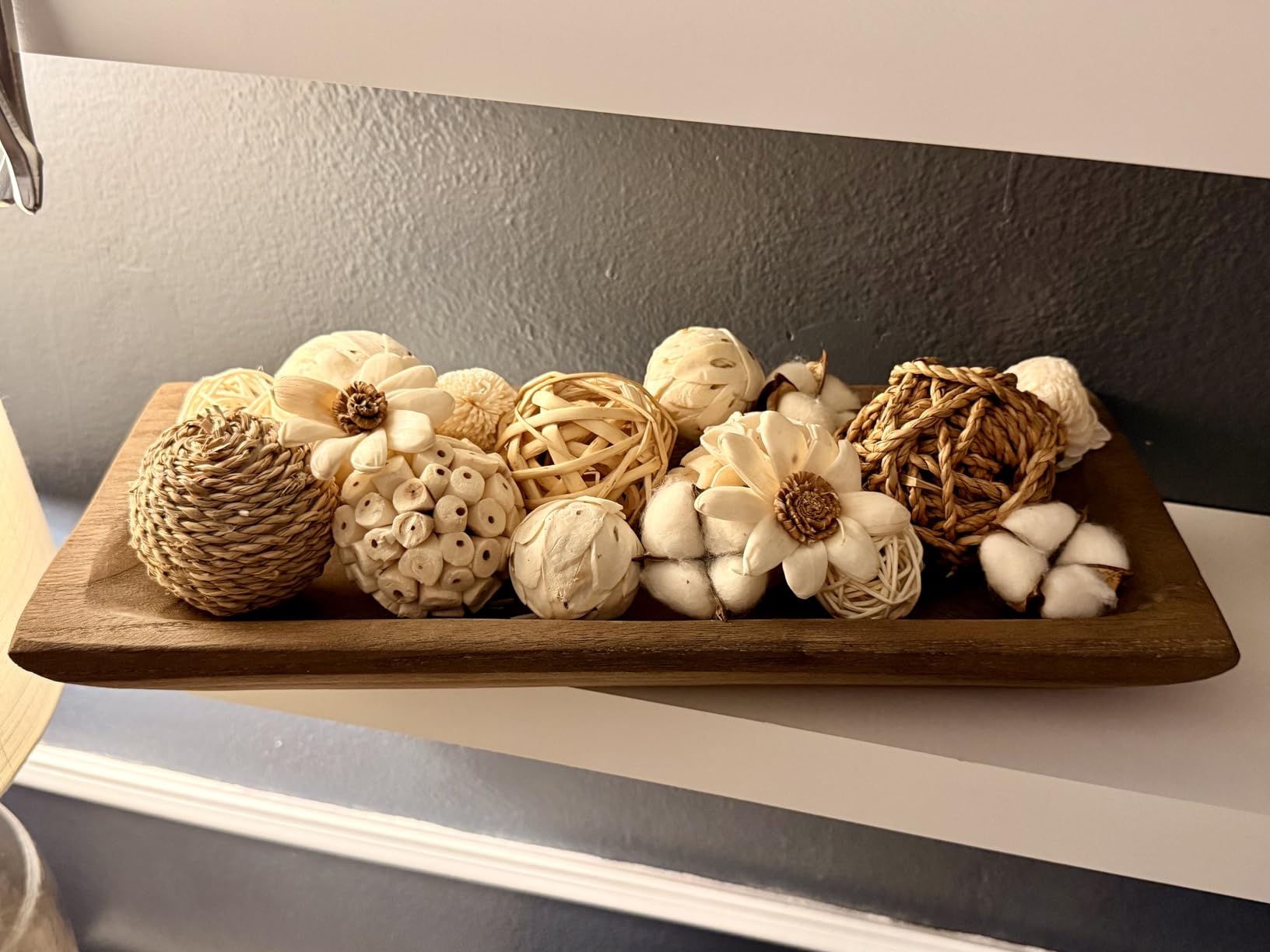 Hanobe Solid Wooden Decorative Bowl for Coffee Table Entryway Decor, White customer photo 1
