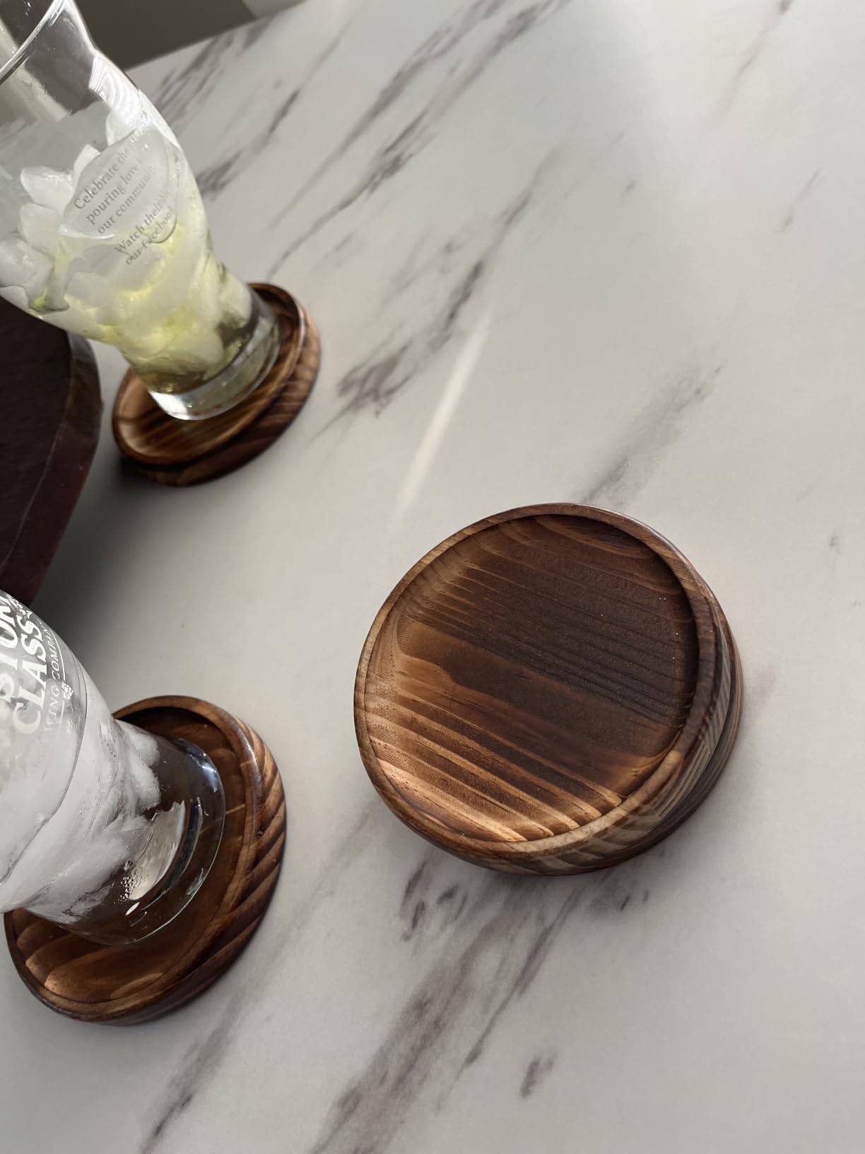 Set of 4 Wooden Coasters for Drink Absorbent-Acacia Wood Drink Coasters Set customer photo 1