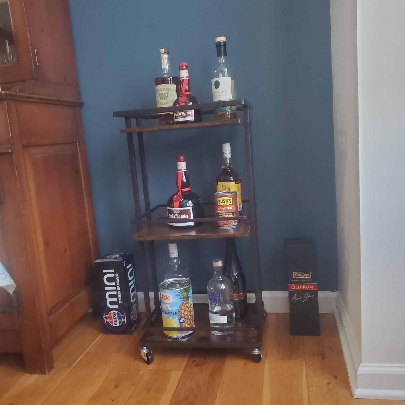XYZLVSI Bar Cart, Home Bar Serving Cart, 3 Tier Kitchen Shelf with Wheels customer photo 1
