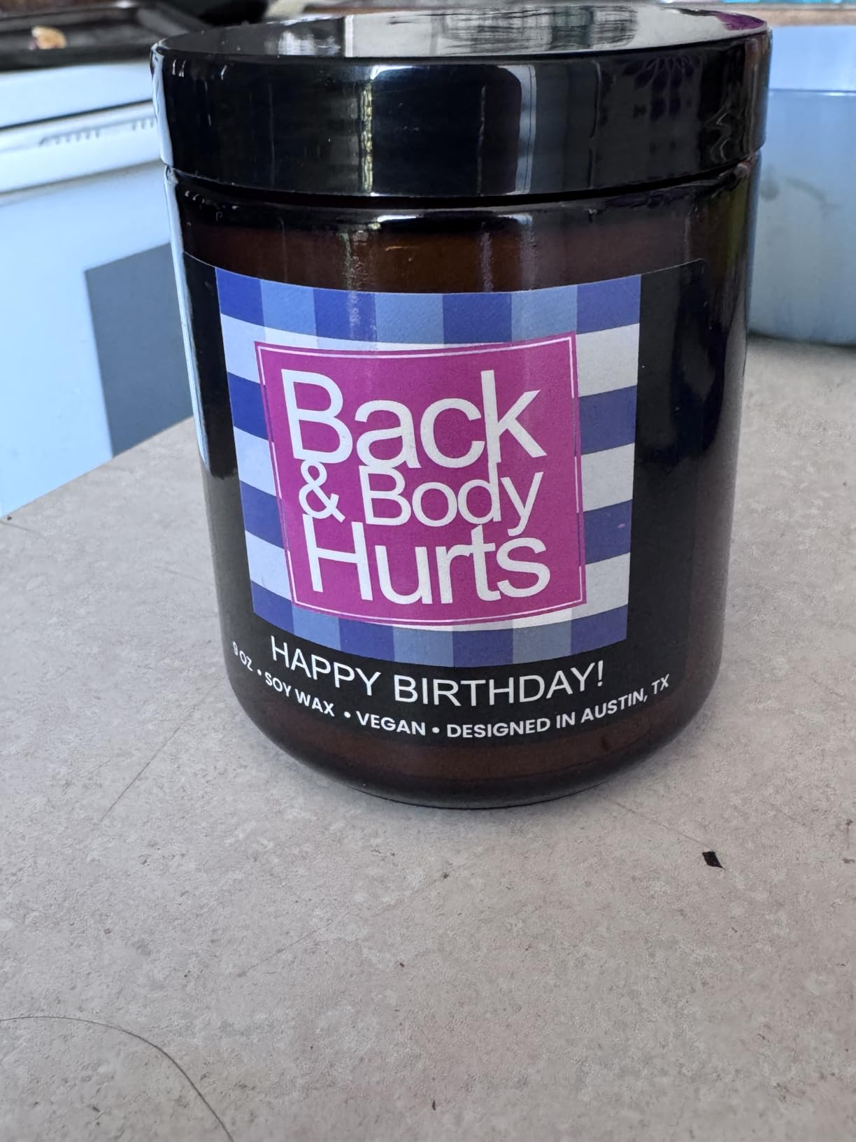 Funny Happy Birthday Candle, Unique Happy Birthday Gifts for Women and Men, Fun Gift Ideas for 30th, 40th, 50th and 60th Birthdays, Back and Body Hurts Candle, Long-Lasting Scent, Gift-Ready customer photo 1