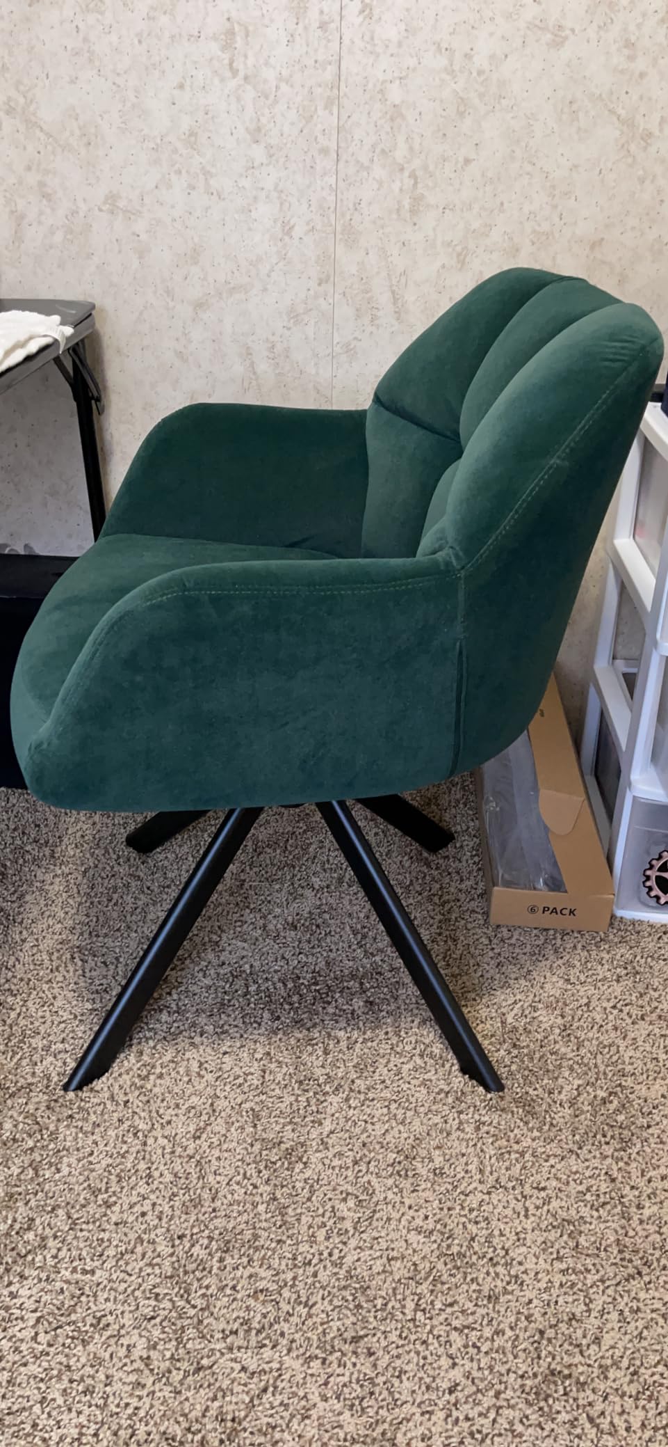 EALSON Comfy Leather Desk Chair Modern Computer Task Chair no Wheels Swivel Accent Chair with Mid Back Arm Chair for Living Room/Bedroom/Home Office, PU Brown customer photo 2