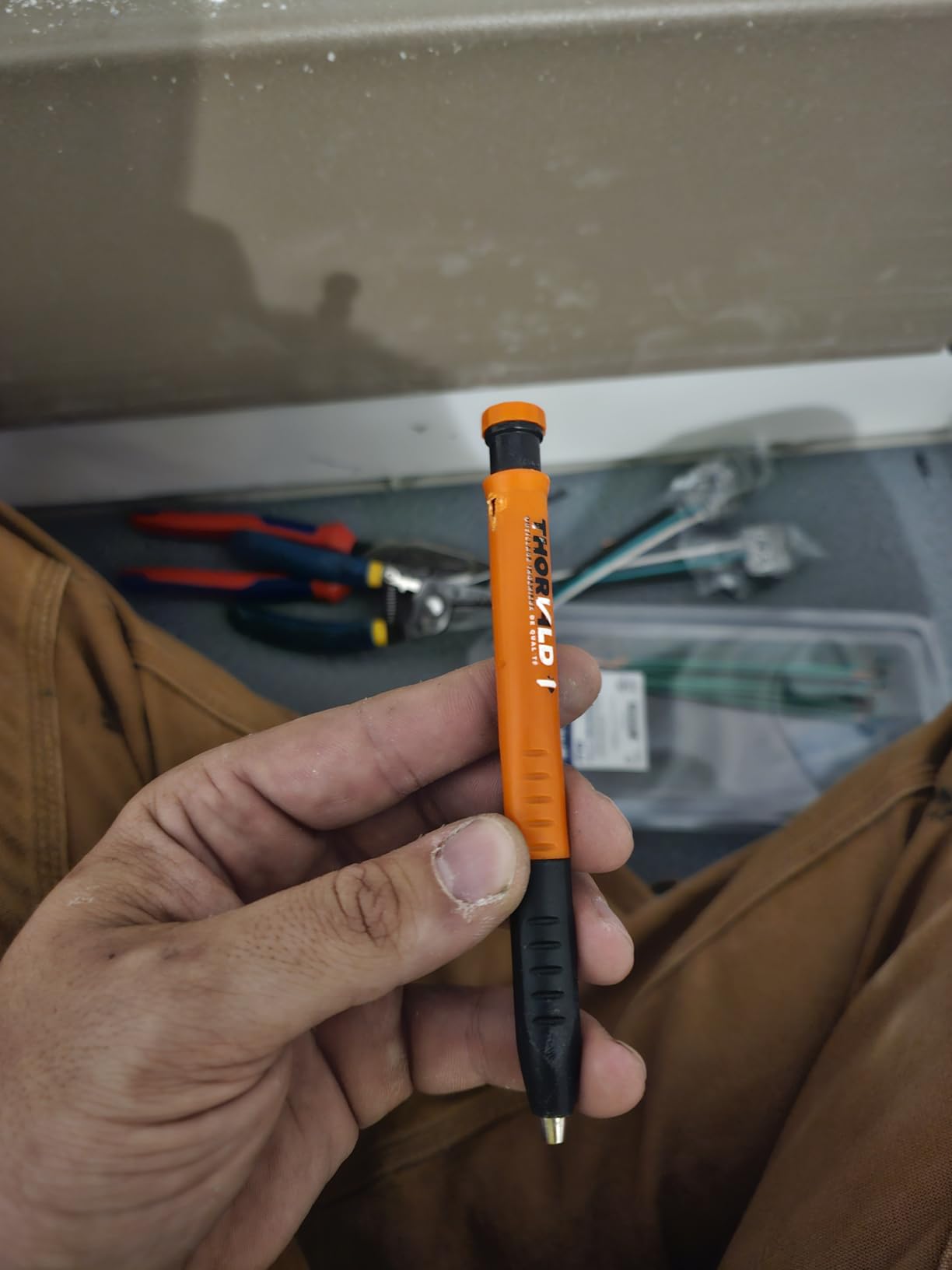 THORVALD New 3-in-1 Carpenter Pencils with Finger Grip for Construction - Incl. 7 Leads + Sharpener - Solid Mechanical Pencils with Fine Point/Best Marking tools Construction/Carpenters/Scriber customer photo 1