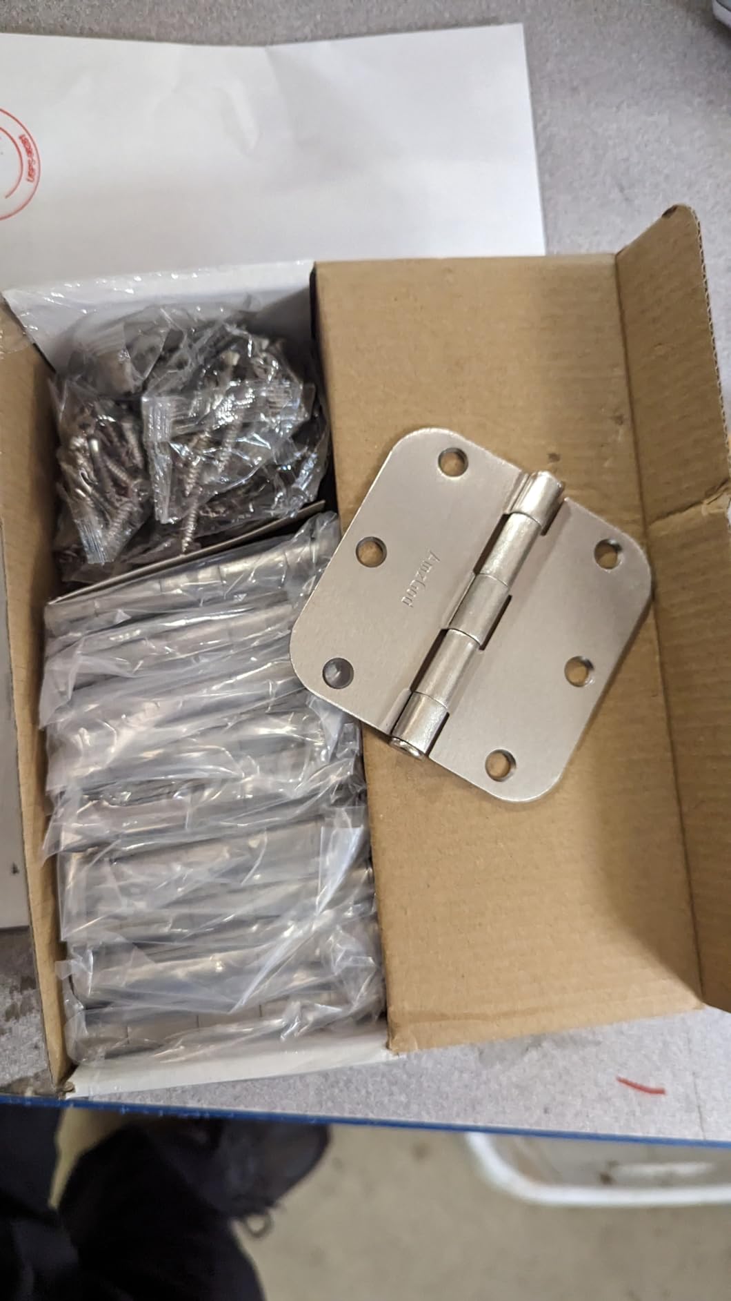 Door Hinges Brushed Nickel - 3 Pack Satin Nickel 3.5 Inch Rounded Interior Door Hinges with 5/8