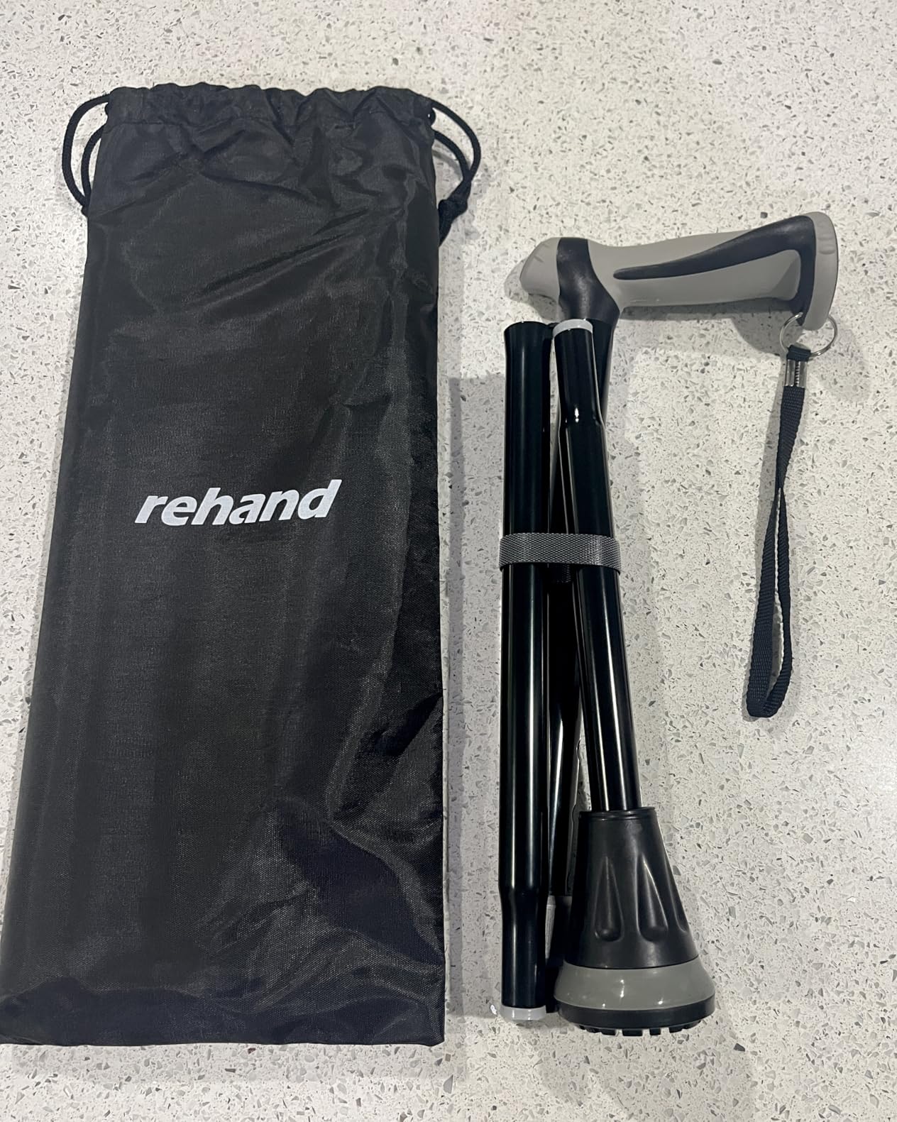 REHAND Walking Cane - Foldable, Adjustable, Collapsible Walking Canes for Men & Women, Heavy Duty All Terrain Tip, with Travel Bag | Walking Sticks for Seniors & Adults customer photo 2
