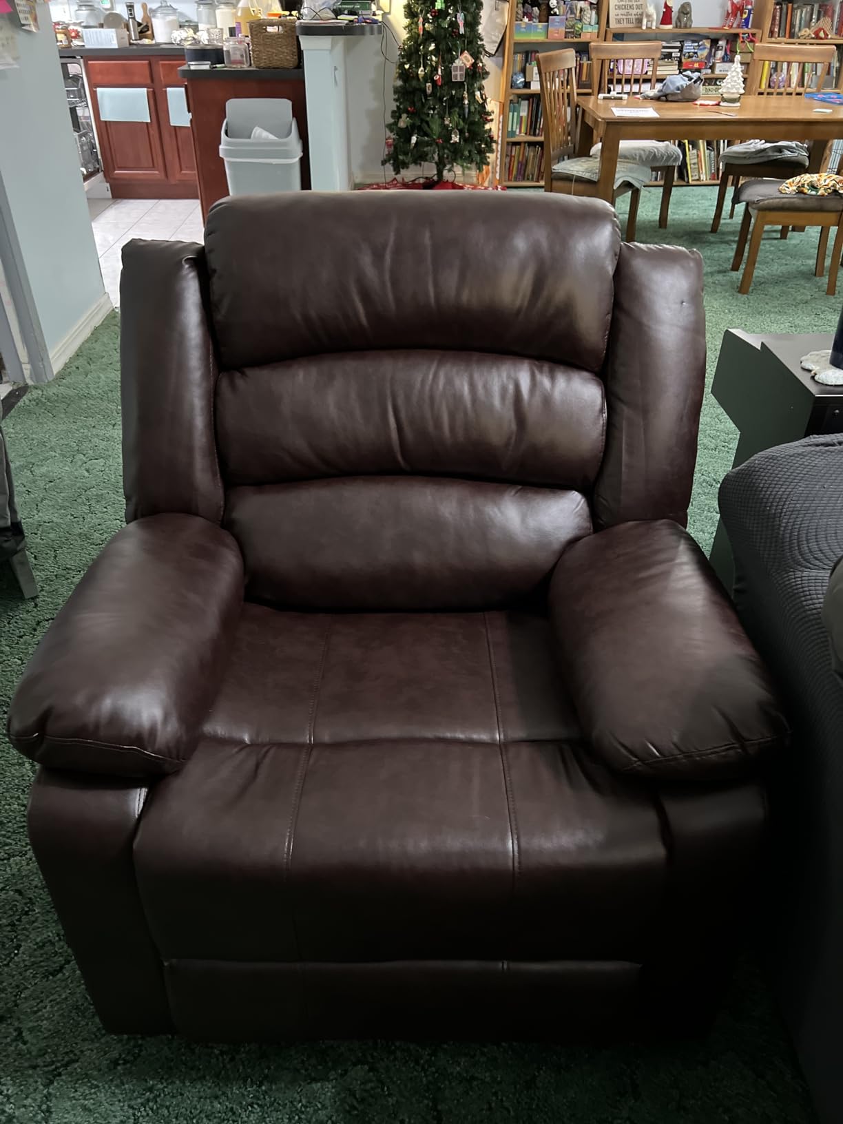 ANJ Black Recliner Chair with Overstuffed Arm and Back, Breathable Faux Leather Manual Reclining Chairs, Living Room Single Sofa Recliners customer photo 1
