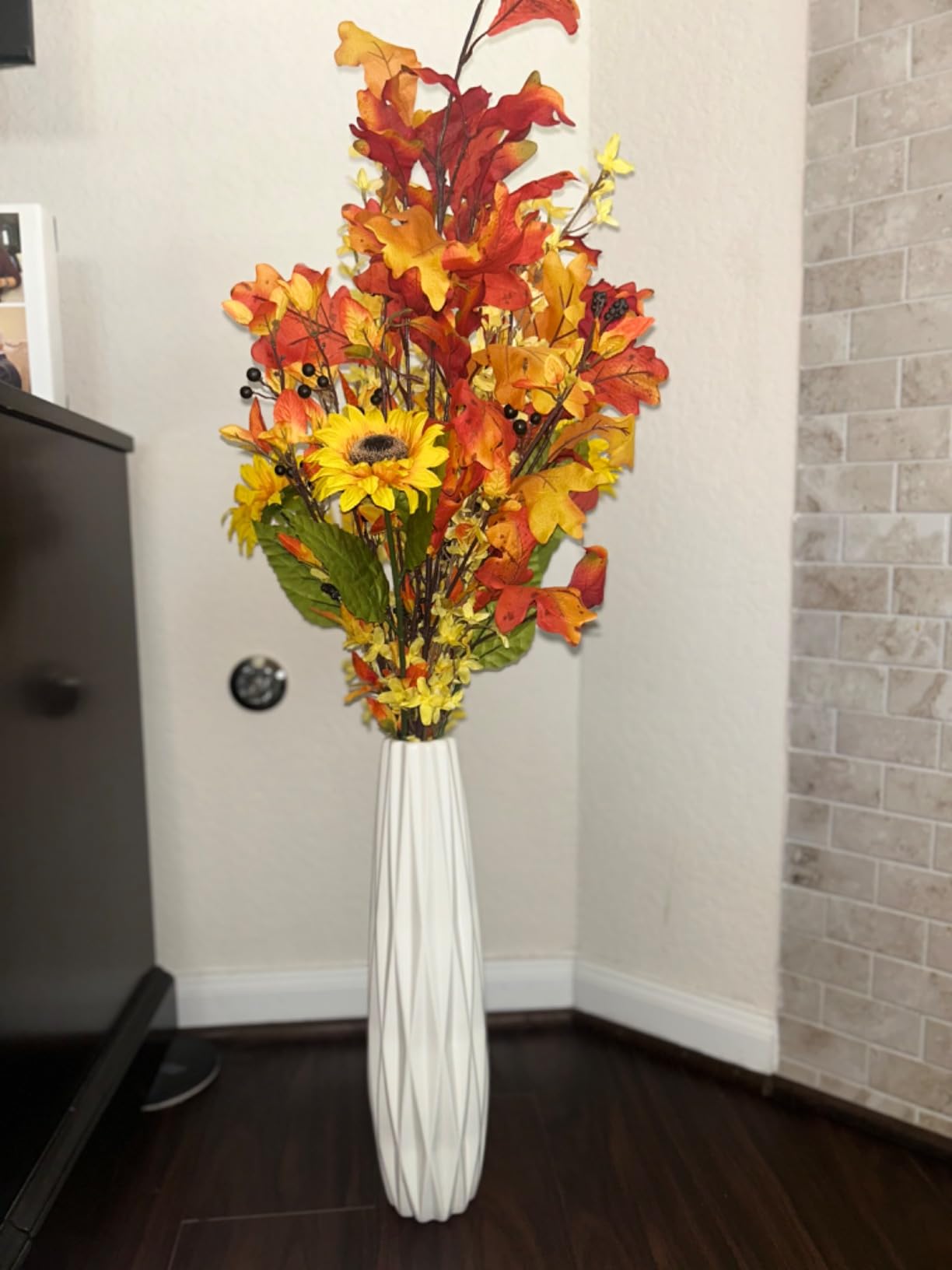 Large White Ceramic Vase, 17.7