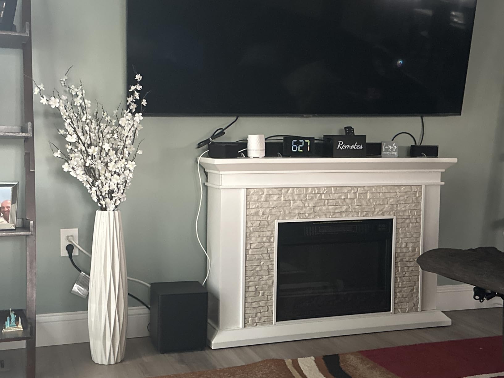 Large White Ceramic Vase, 17.7