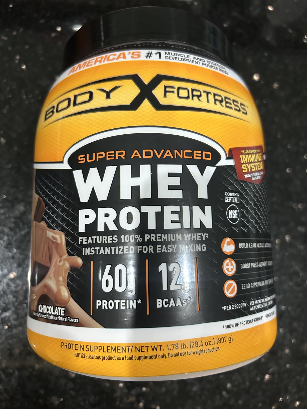 Body Fortress Super Advanced Whey Protein, Chocolate, 1.78 lbs customer photo 1