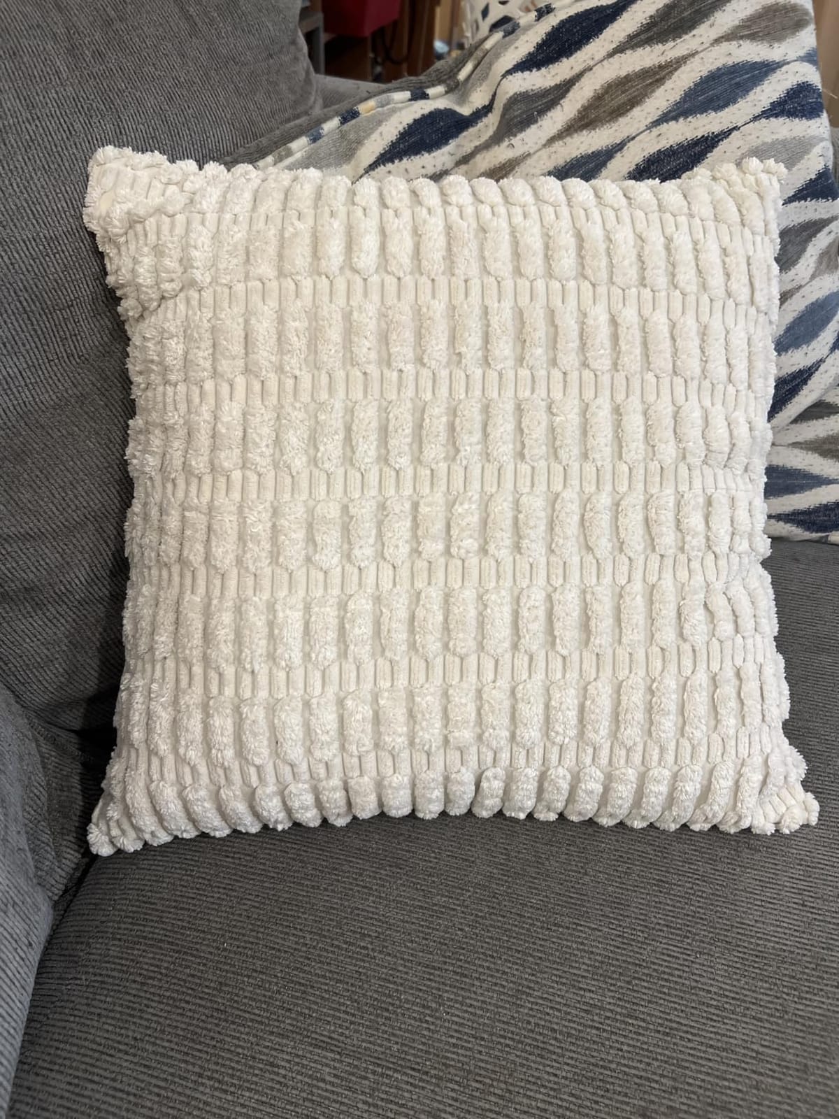 MIULEE Lumbar Corduroy Decorative Throw Pillow Covers 12x20 Cream White customer photo 1