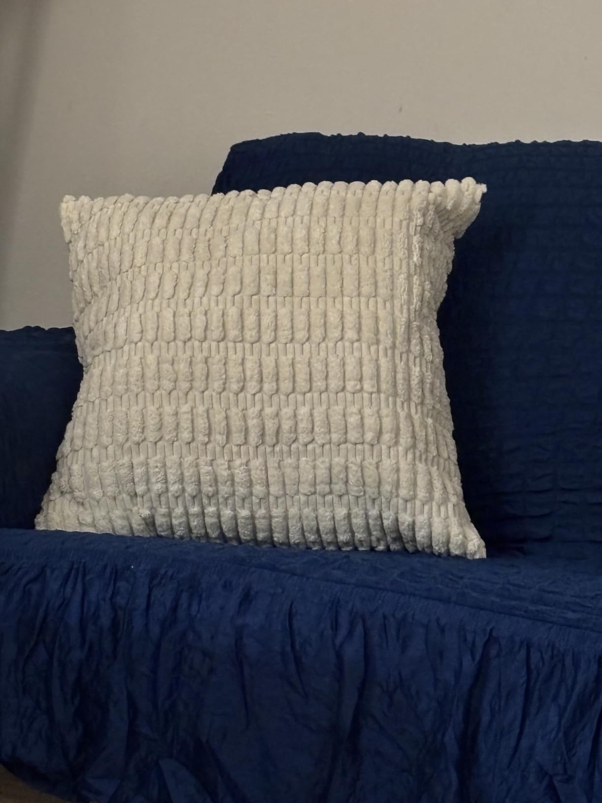 MIULEE Lumbar Corduroy Decorative Throw Pillow Covers 12x20 Cream White customer photo 2