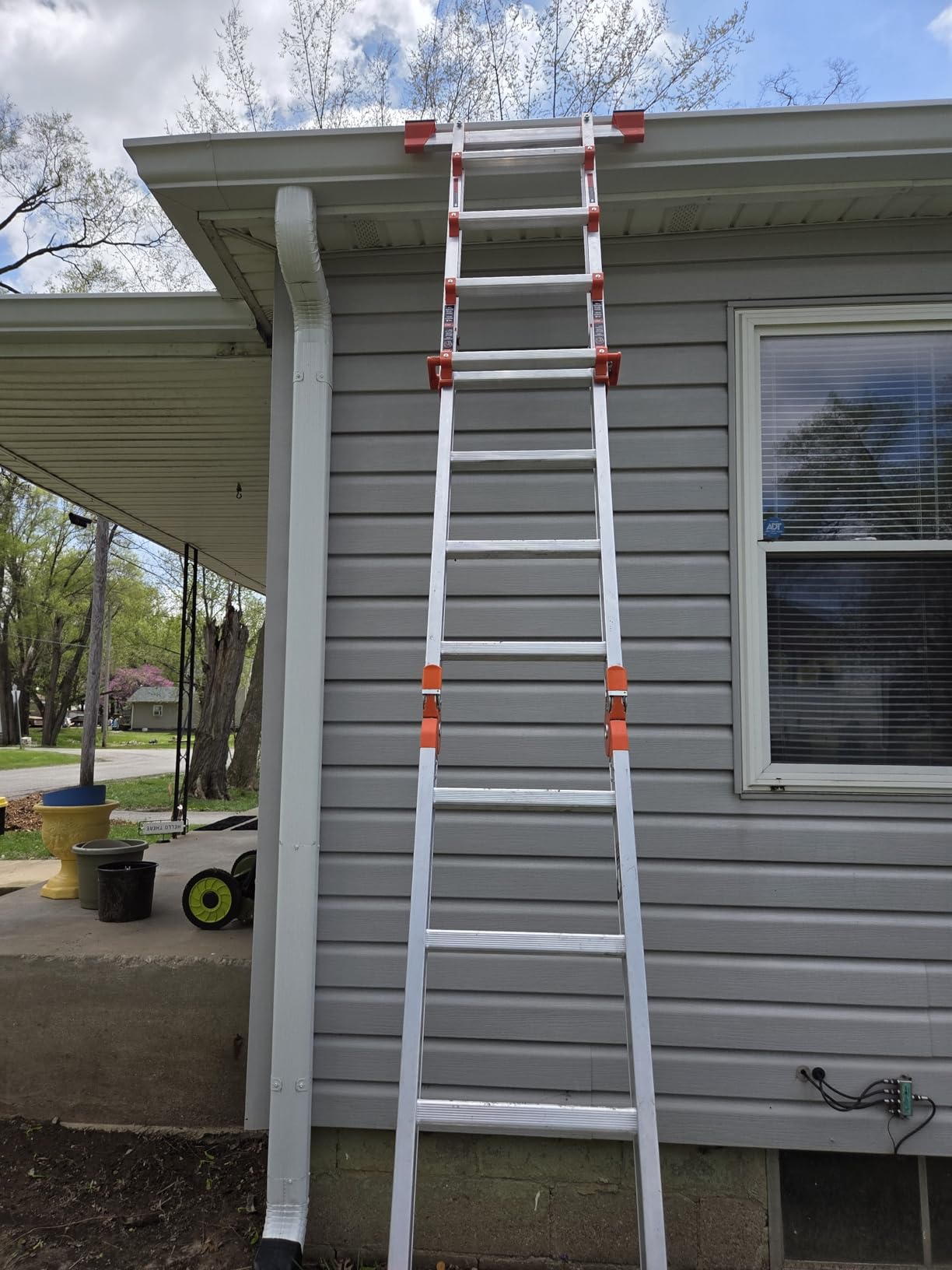 LANBITOU Ladder A Frame Extension 14Ft Multi Position for Home 330lbs | 2mm Thickness Aluminum,Telescoping,Anti-Slip Feet,ANSI Approved,Storage Folding,Security Load for Stairs Indoor Outdoor Roof customer photo 1