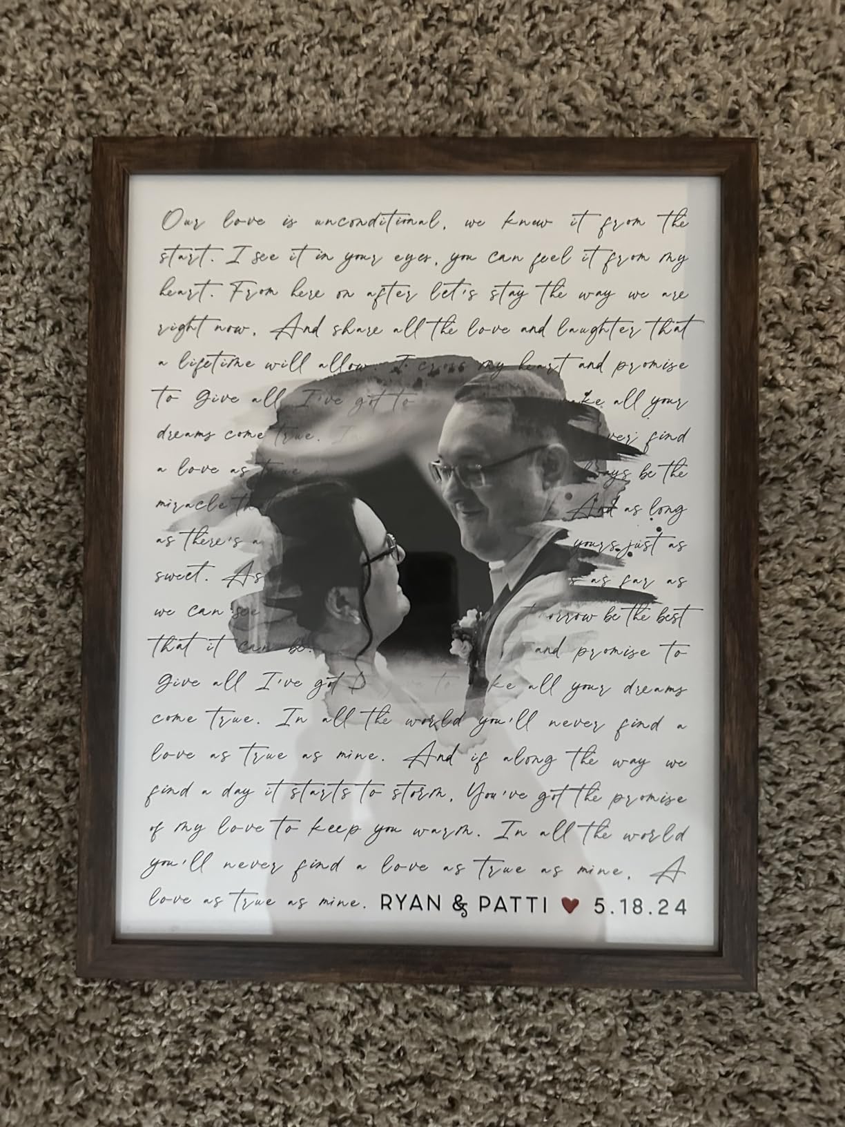Personalized Song Lyrics Wall Art with Photo – Custom Romantic Couple Gift customer photo 1