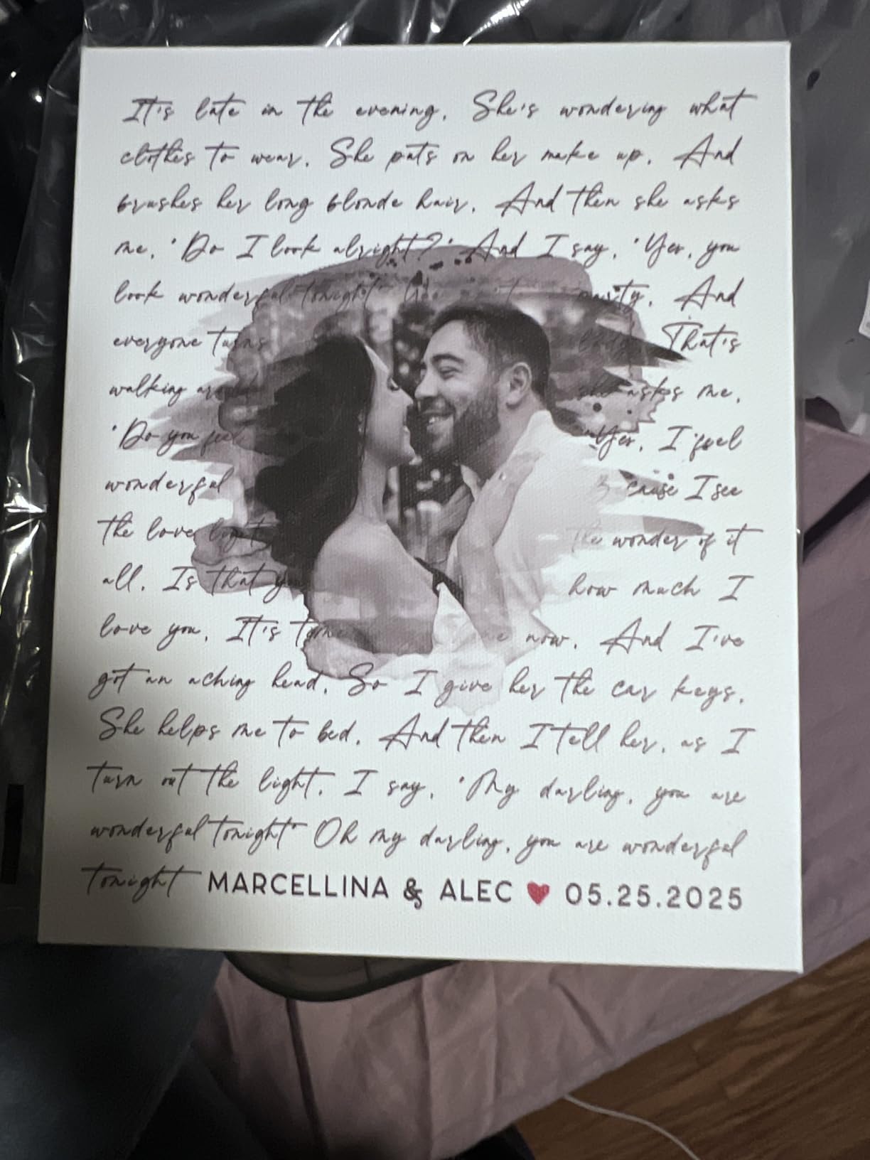 Personalized Song Lyrics Wall Art with Photo – Custom Romantic Couple Gift customer photo 2