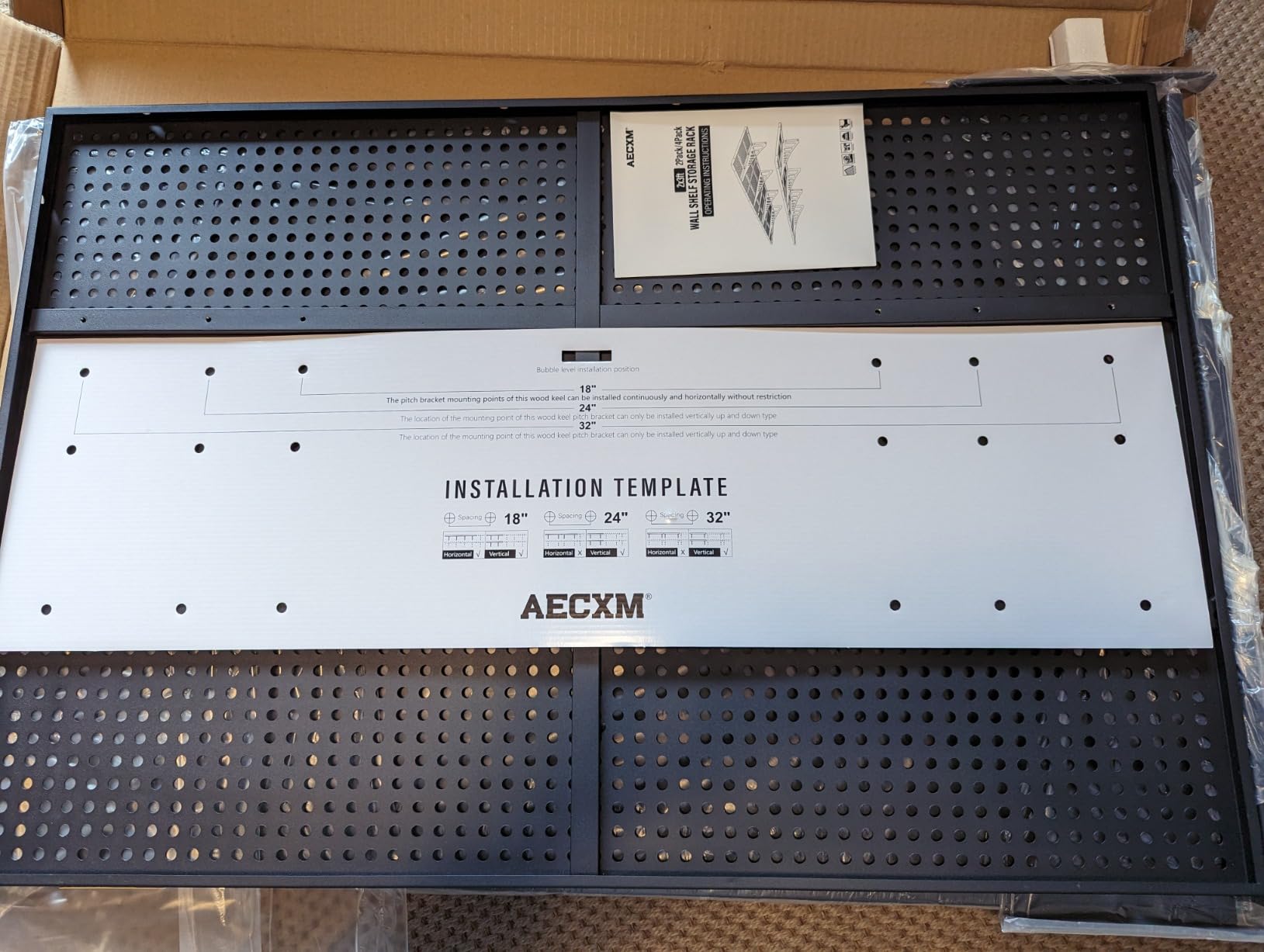Aecxm 2-Pack 1.64x4ft Adjustable Garage Wall Shelving 560lbs Load Capacity Heavy Duty Wall Mounted Storage Shelf Metal Floating Shelves for Garage(Black) customer photo 1