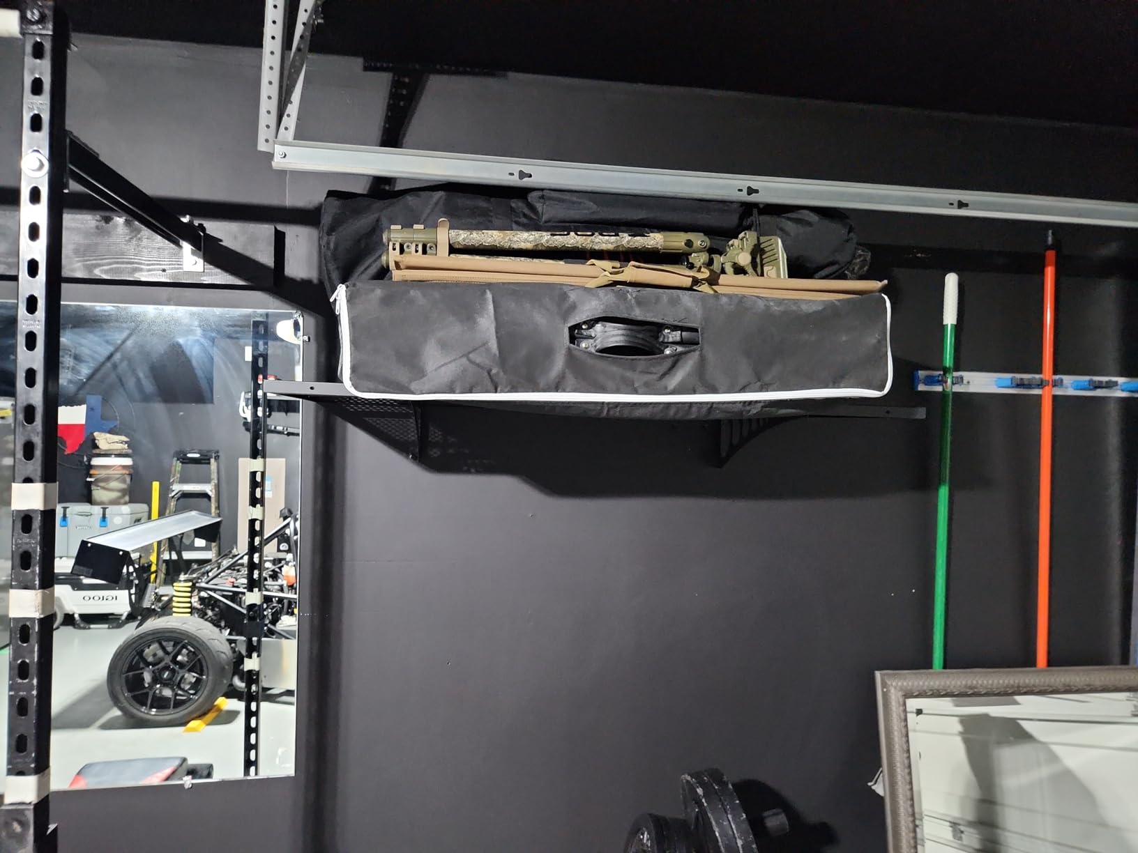 Aecxm 2-Pack 1.64x4ft Adjustable Garage Wall Shelving 560lbs Load Capacity Heavy Duty Wall Mounted Storage Shelf Metal Floating Shelves for Garage(Black) customer photo 2