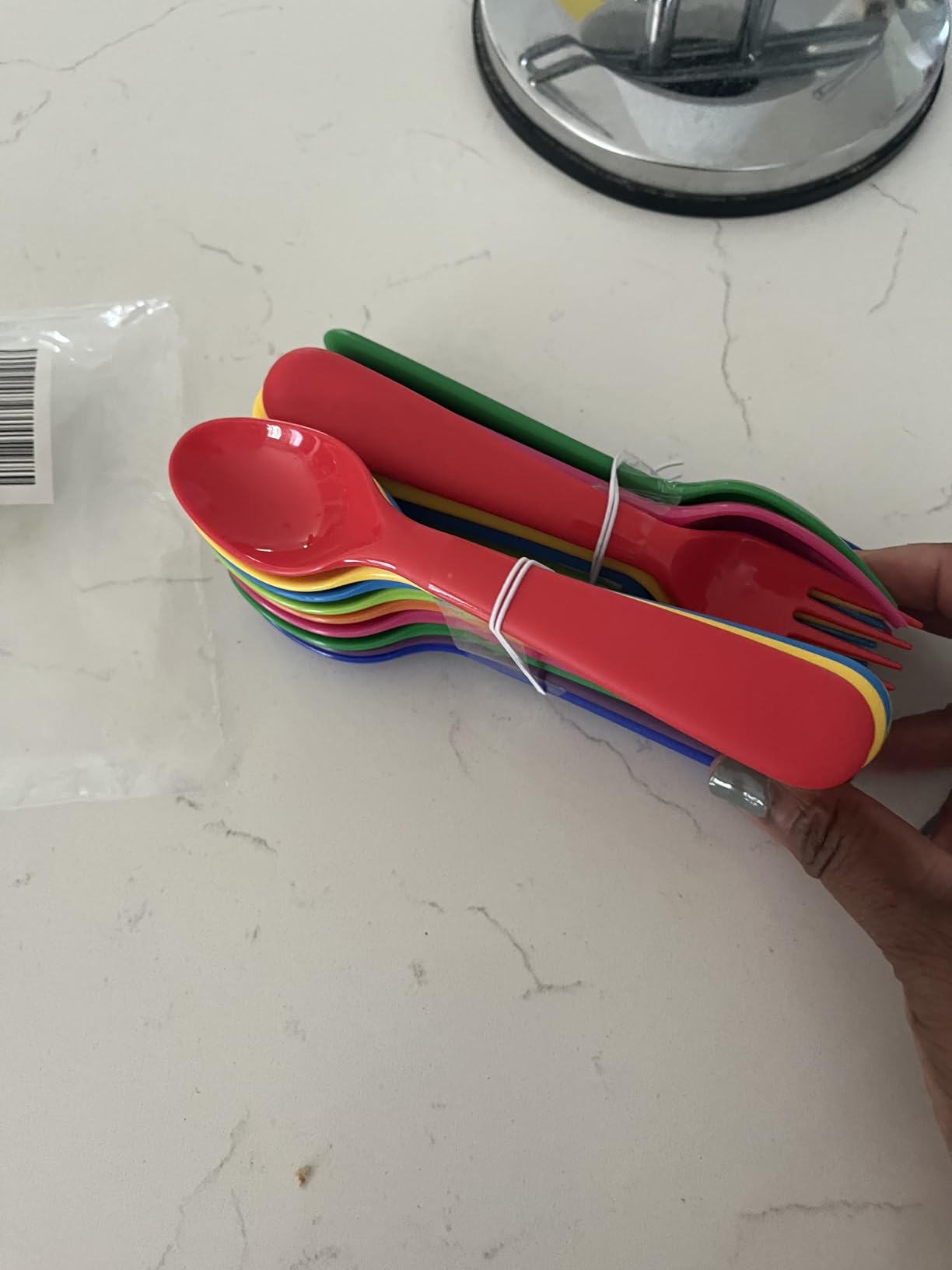 PLASKIDY Toddler Utensils Set of 18 Plastic Kids Utensils Forks and Spoons - BPA FREE/Dishwasher Safe Toddler Flatware Set Brightly Colored Children's Safe Silverewre Cutlery Set customer photo 2