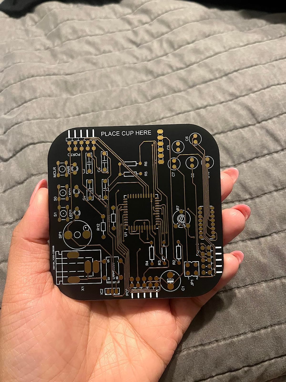 Coasters for Drinks in PCB-Design Green Coasters Decor with Immersion Gold Circuit Board for Coffee Table Bar Office Tech Gifts for Boyfriend Gamer Geek Engineer Dad Men Anniversary customer photo 1
