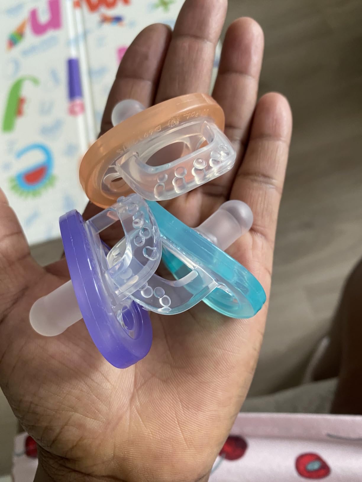 RaZbaby Jollypop Pacifier for Babies 3 Months and Up, USA Made, Natural Shaped Orthodontic Binky, Lovingly Shared in NICUs & Hospitals Worldwide, Medical-Grade 100% BPA-Free - 4 Pack - Blue customer photo 2