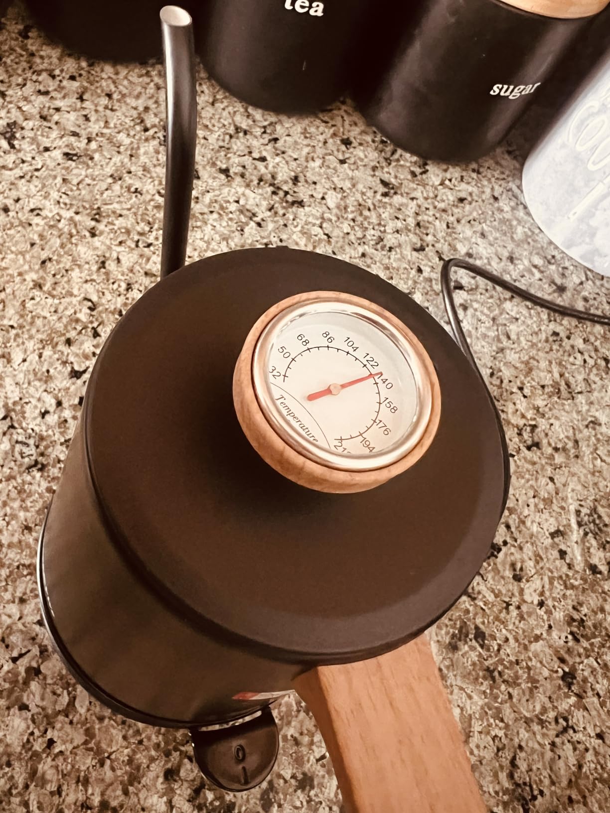 Nueve&Five Electric Gooseneck Kettle with Thermometer, 1.0L Pour Over Hot Water Kettle for Coffee and Tea, 1000W, Auto Shutoff, Boil-Dry Protection, Matte Black customer photo 1
