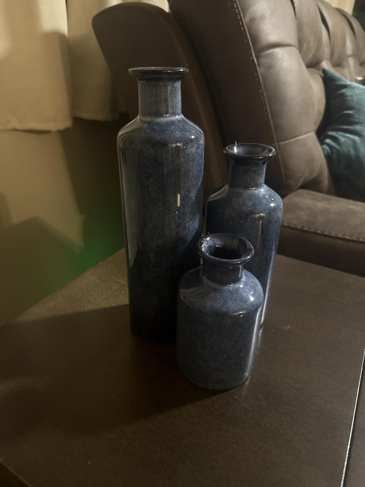 Blue Ceramic Vase Set - 3 Blue Small Vases, Farmhouse Country Flower Vase Home Decor, Living Room Decoration, Table Decoration, Fireplace Decor, and Entrance Decorations Centerpieces customer photo 2