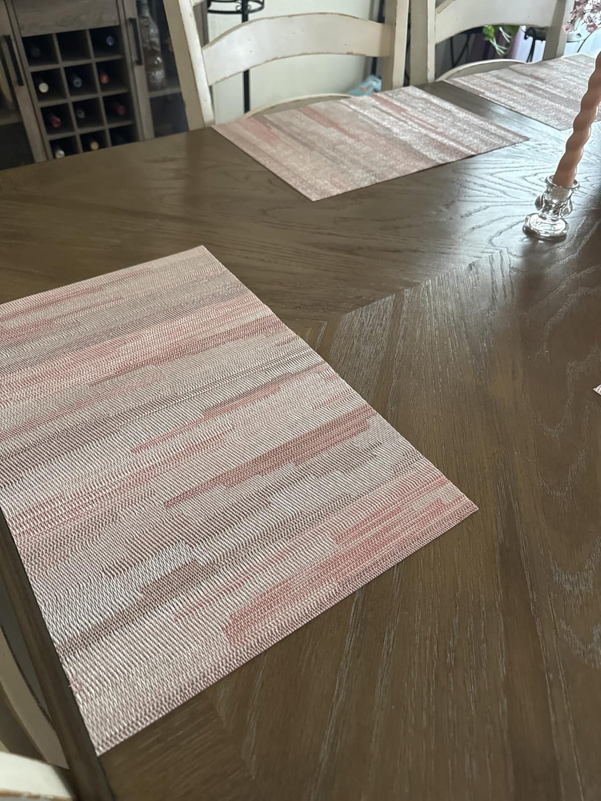Leetaltree Beige Placemats Set of 4 - Heat-Resistant, Non-Slip Table Mats, Washable Woven Vinyl for Indoor & Outdoor Dining customer photo 2