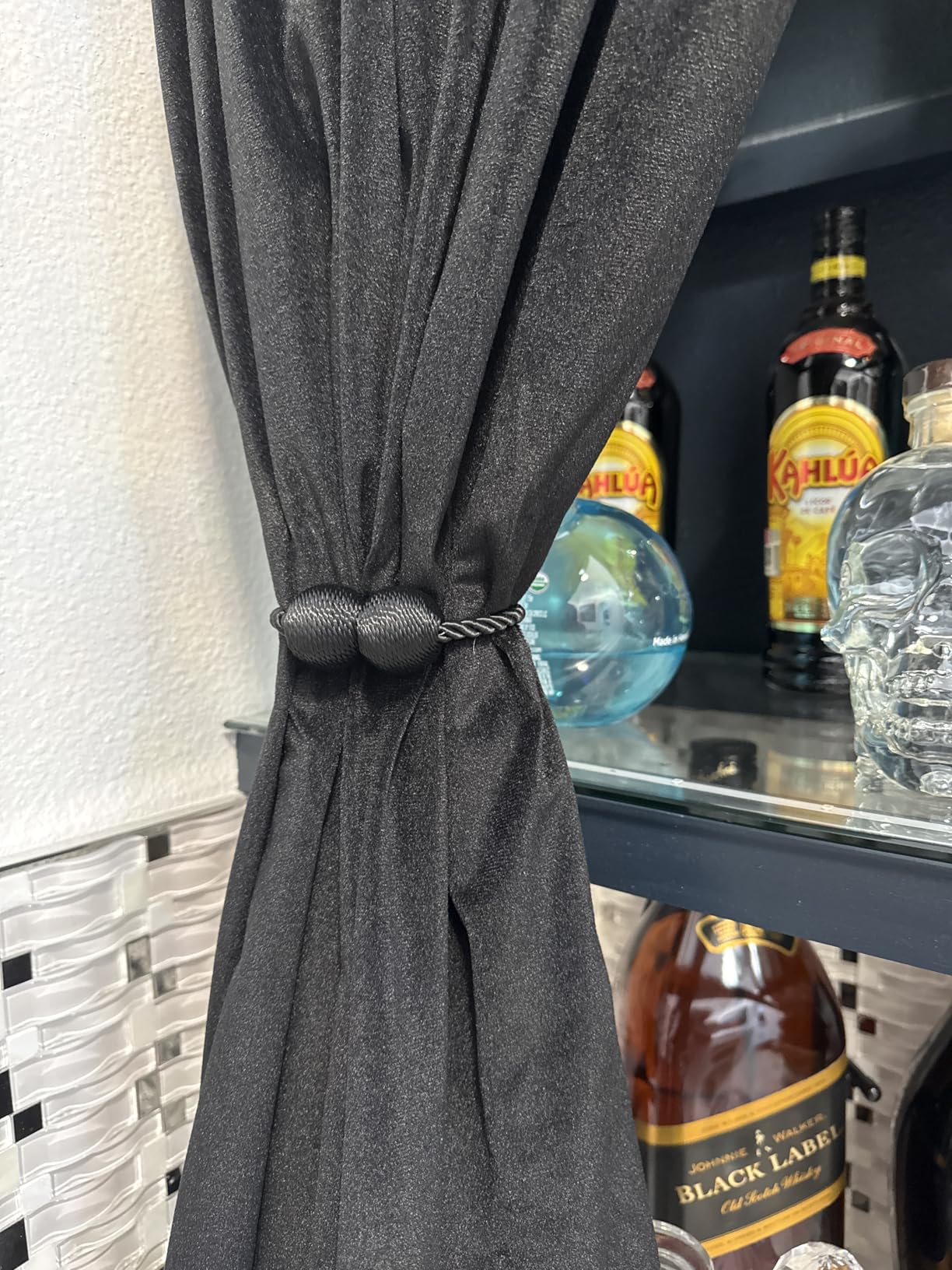 Hion Magnetic Curtain Tiebacks Black 2pcs, Curtain Holdbacks Hooks Holders customer photo 1