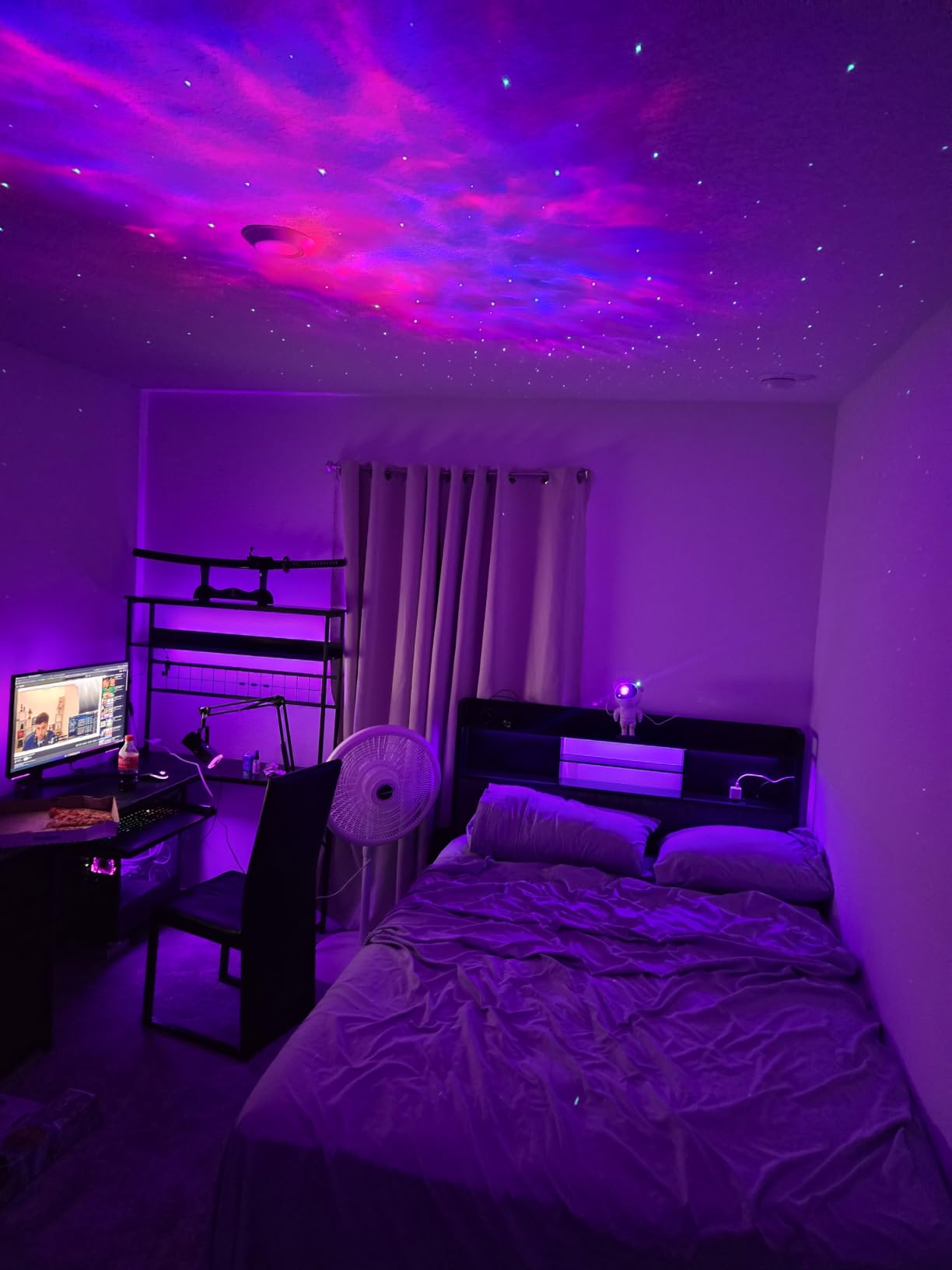 Galaxy Projector for Gaming Room Decor - Black Astronaut Star Projector, Cool Stuff for Men's Bedroom Accessories, LED Nebula Light with Remote, for Teen Boys & Gamers customer photo 1