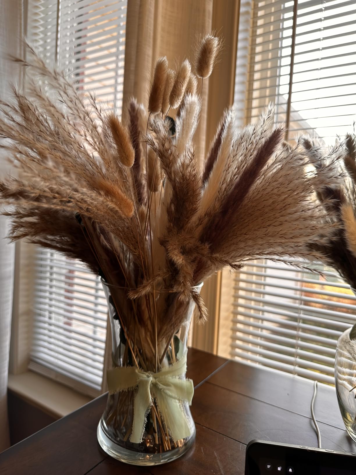 110 PCS of Boho Pampas Grass Decor, Naturally Dried Pompas, Bunny Tails Dried Flowers, and dried eucalyptus. Perfect for Weddings, Boho Party Decorations, and Table Decor. customer photo 2