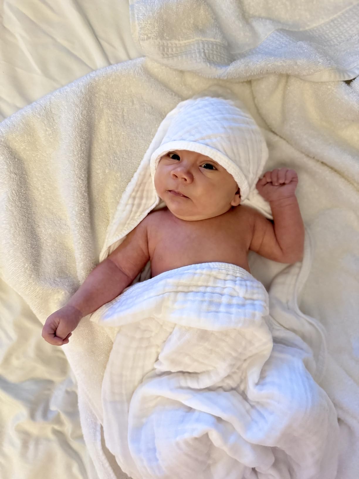 Yoofoss Hooded Baby Bath Towels 2 Pack 100% Muslin Organic Cotton with Hood customer photo 2