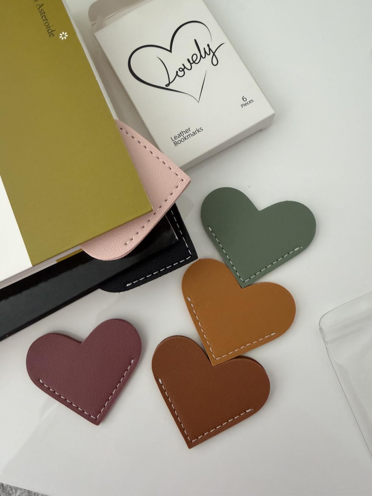 Leather Heart Bookmarks - Winjeto 6 Pieces Cute Book Marks Lovers Gifts customer photo 2