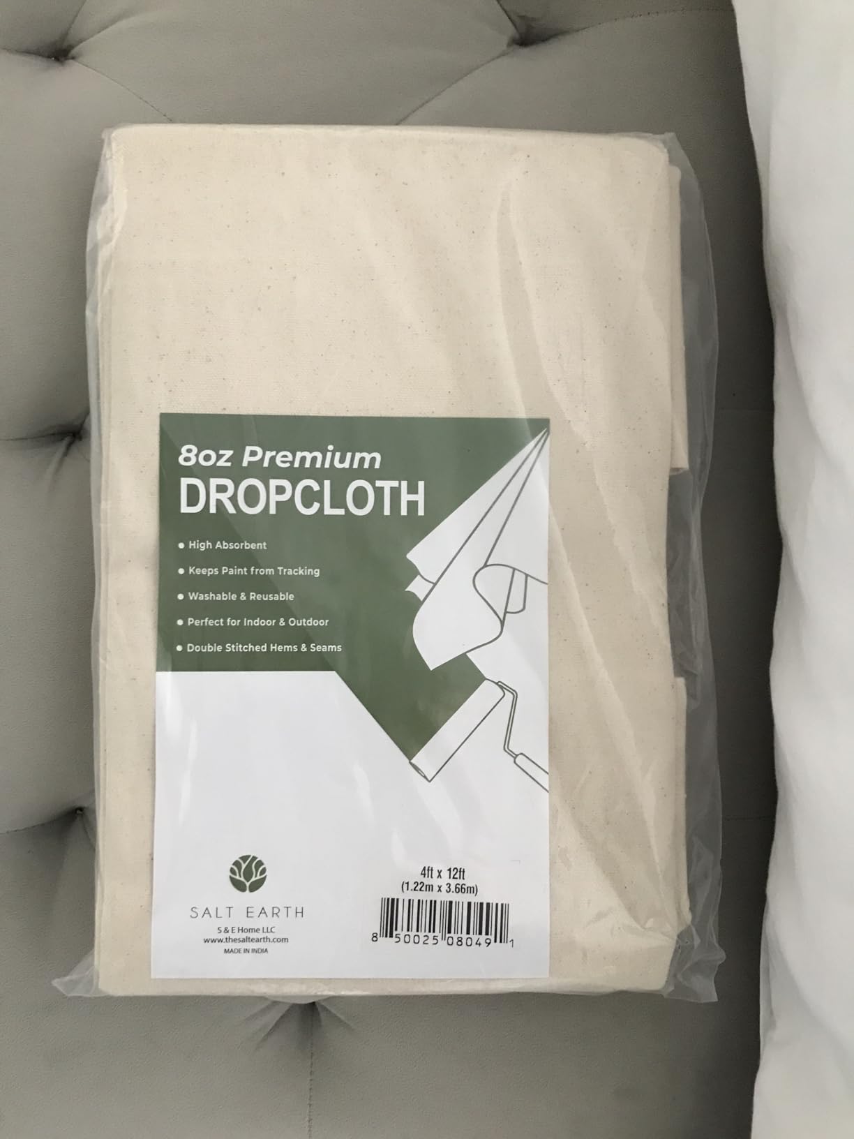 Salt Earth Canvas Drop Cloth 1Pc, Reusable Paint Drop Cloth, 100% Recycled Cotton Canvas Tarp Cover for Painter, Furniture, Floor Protection, All Purpose Painters Dropcloth for Christmas DIY (4x5 FT) customer photo 2