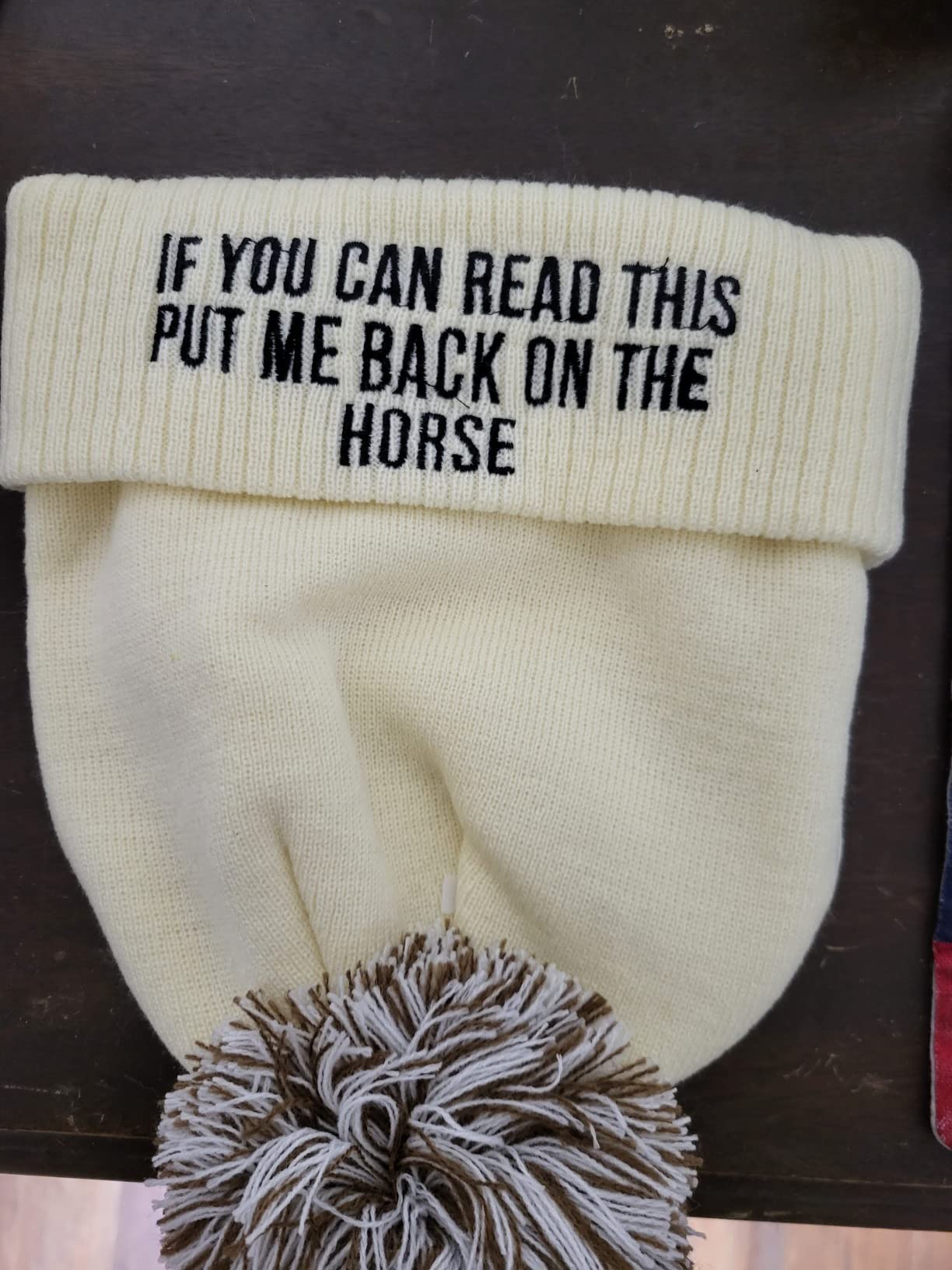 If You Can Read This Put Me Back On The Horse - Cute Bobble Beanie Hat for Girls - Horse Riding Gifts customer photo 2