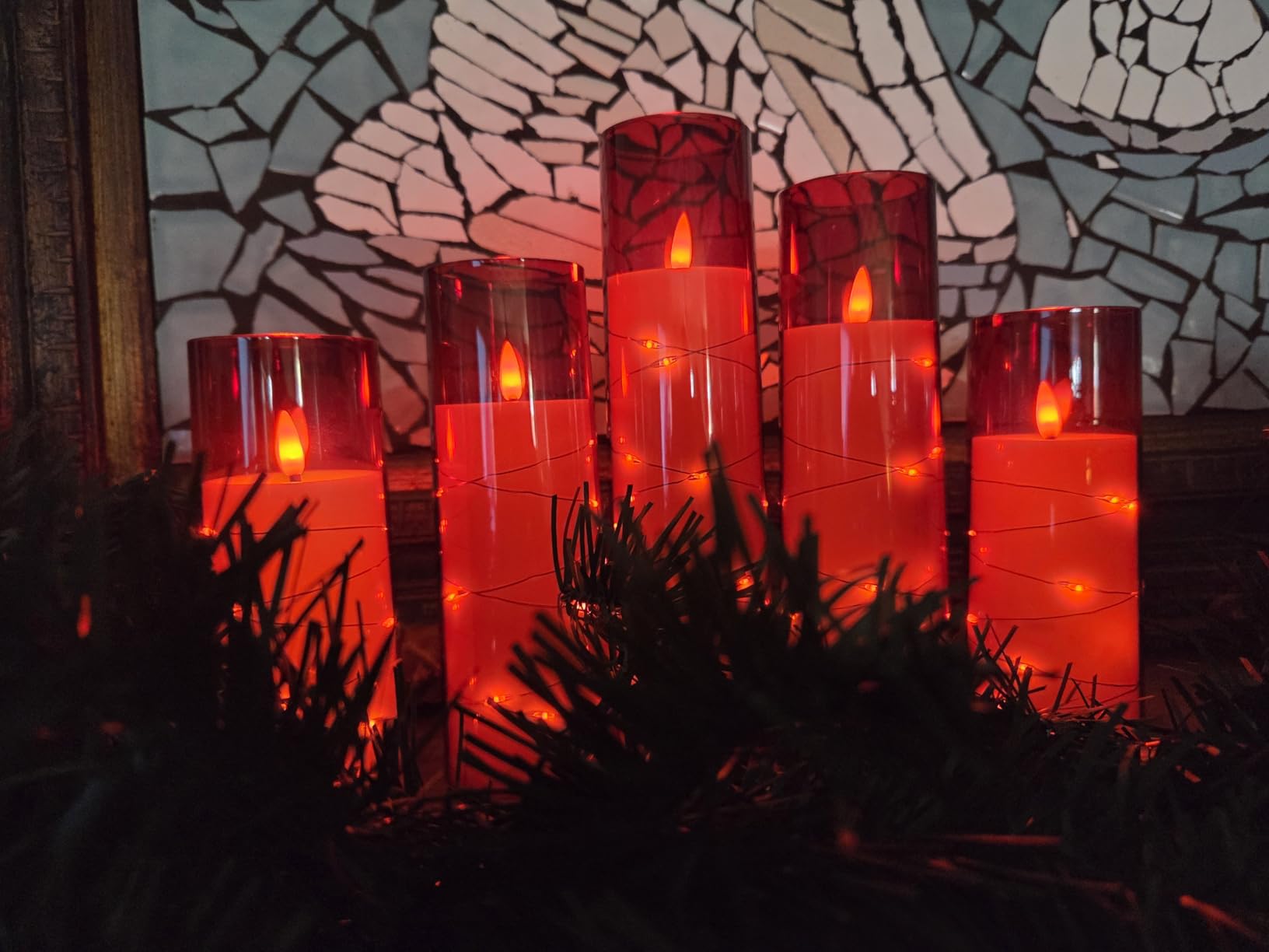 kakoya Flameless LED Candles with Timer 5 Pc Flickering Flameless Candles for Romantic Ambiance and Home Decoration Stable Acrylic Shell,with Embedded Star String,Battery Operated Candles(Grey) customer photo 1