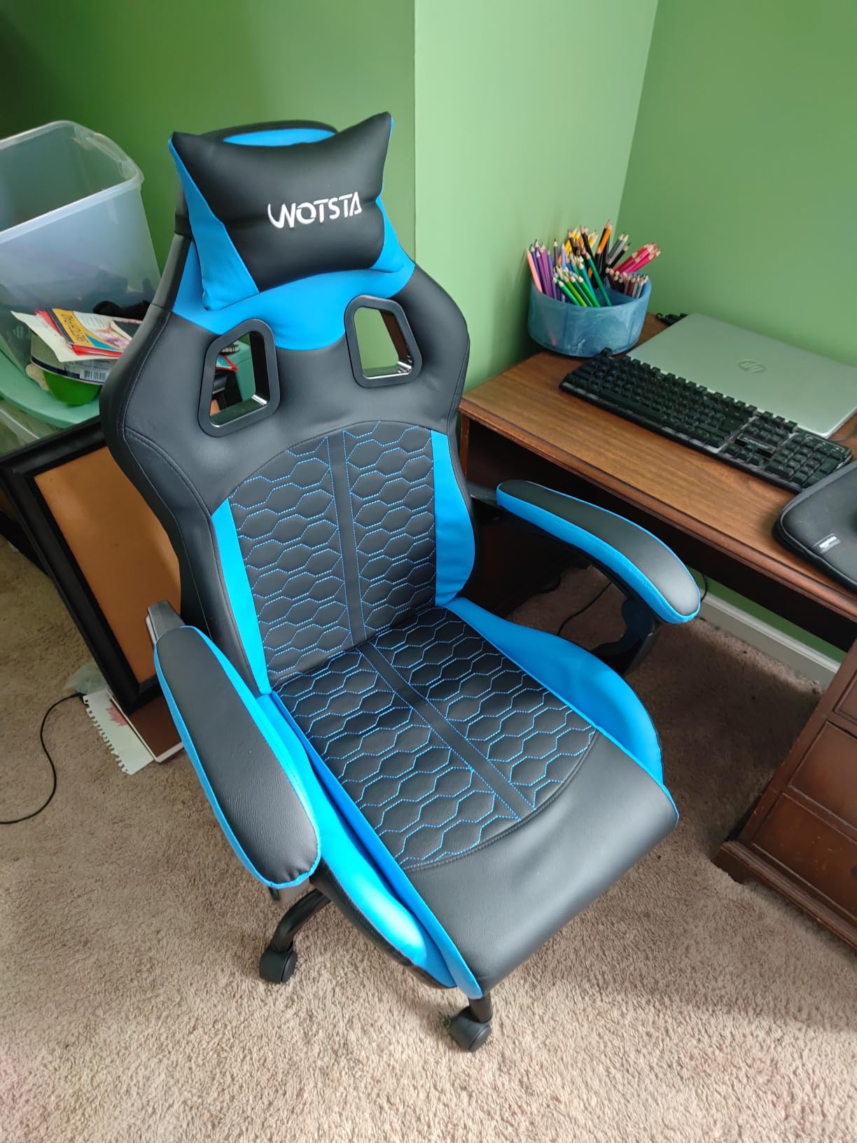 Gaming Chair with Massage,Ergonomic PC Gaming Chair with Footrest Comfortable Headrest and Lumbar Support, High Back, 300LBS (Grey) customer photo 1