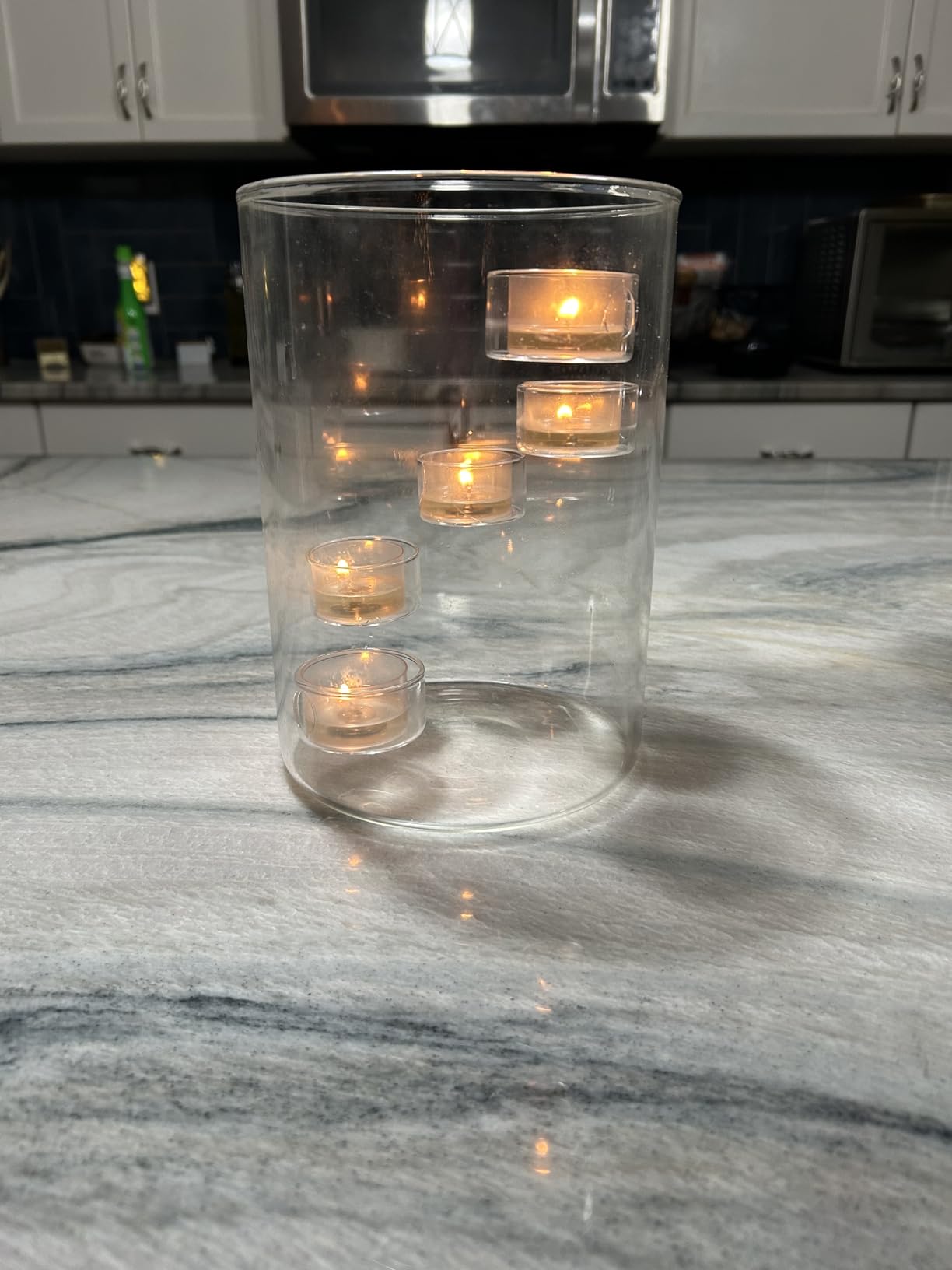 Glass Hurricane Candle Holder for Tea Light, Clear Cylinder Pillar Candle Holder for Table Centerpiece Decorations, Hurricane Glass Candle Holders for Dining Room Wedding Parties Home Decorations customer photo 2