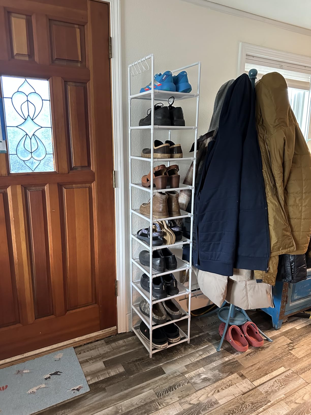 LANTEFUL Tall Narrow Shoe Rack for Entryway, 10-Tier Sturdy Metal Shoe Shelf Storage 10-15 Pairs of Shoes and Boots, Space Saving Corner Shoe Rack Organizer for Closet,Doorway,Garage,Living Room customer photo 2