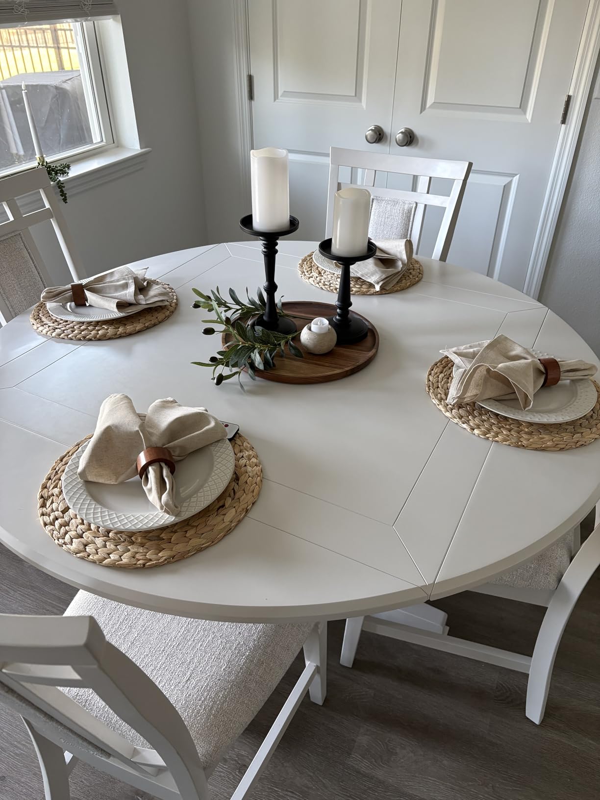 Round Woven Placemats Set of 4, Natural Water Hyacinth Place Mats, Boho Wicker Placemats, Table Mats for Dining Table (13.8 inch) by YANGQIHOME customer photo 1