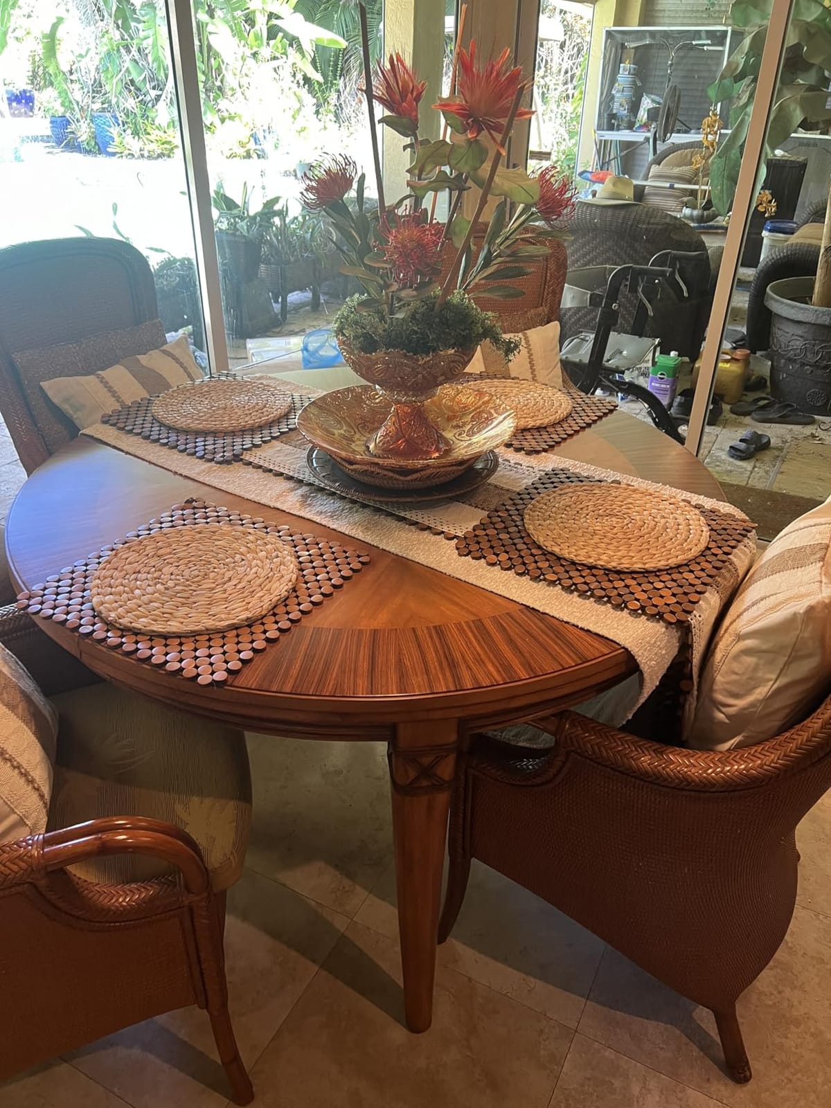 Round Woven Placemats Set of 4, Natural Water Hyacinth Place Mats, Boho Wicker Placemats, Table Mats for Dining Table (13.8 inch) by YANGQIHOME customer photo 2