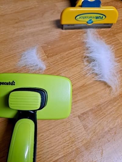 Pecute Skin Friendly Self-Cleaning Slicker Brush for Dog & Cat Shedding | 1 click clean, Lightweight, Undercoat hair removal, For short/long/double/white coats customer photo 2