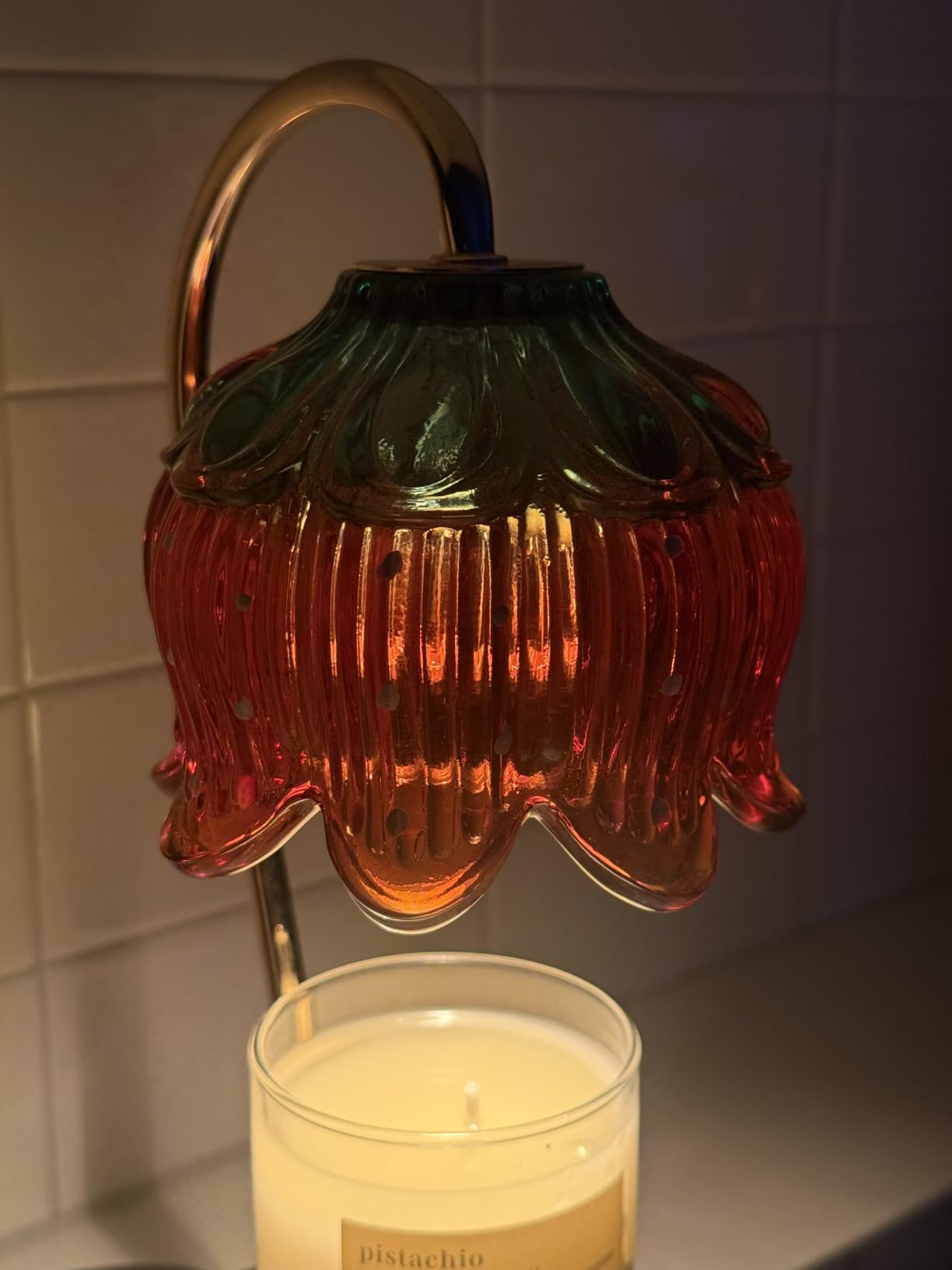 Funistree Flower Candle Warmer Lamp with Timer, Dimmable Candle Lamp Warmer, Christmas Birthday Gifts for Women Mom Her, Housewarming Home Decor, Lotus Wax Warmer for Yankee Candles - Lily Amber customer photo 1