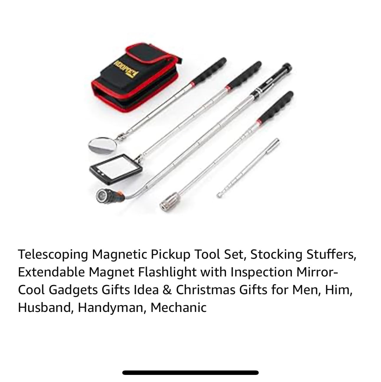 Telescoping Magnetic Pickup Tool Set, Inspection Mirror Telescoping, LED Flashlight, Cool Gadgets for Men, Stocking Stuffers, Gifts for Dad, Husband, Kids, Boyfriend, Magnet Stick(Red) customer photo 2